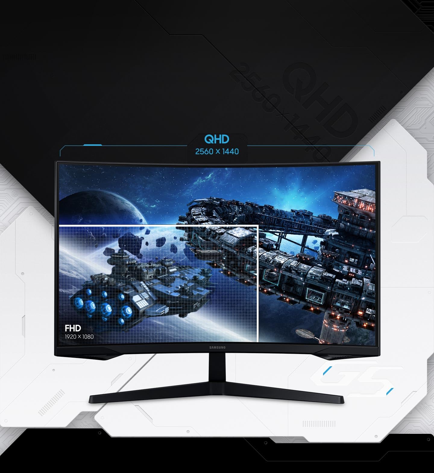 SAMSUNG ODYSSEY G5 LS32CG552 - 32p 165Hz - Ecran gaming incurvé - WQHD 2560x1440 - VA - 1ms -HDR10 - 300cd/m² - 2500 : 1 - HDMI - DP