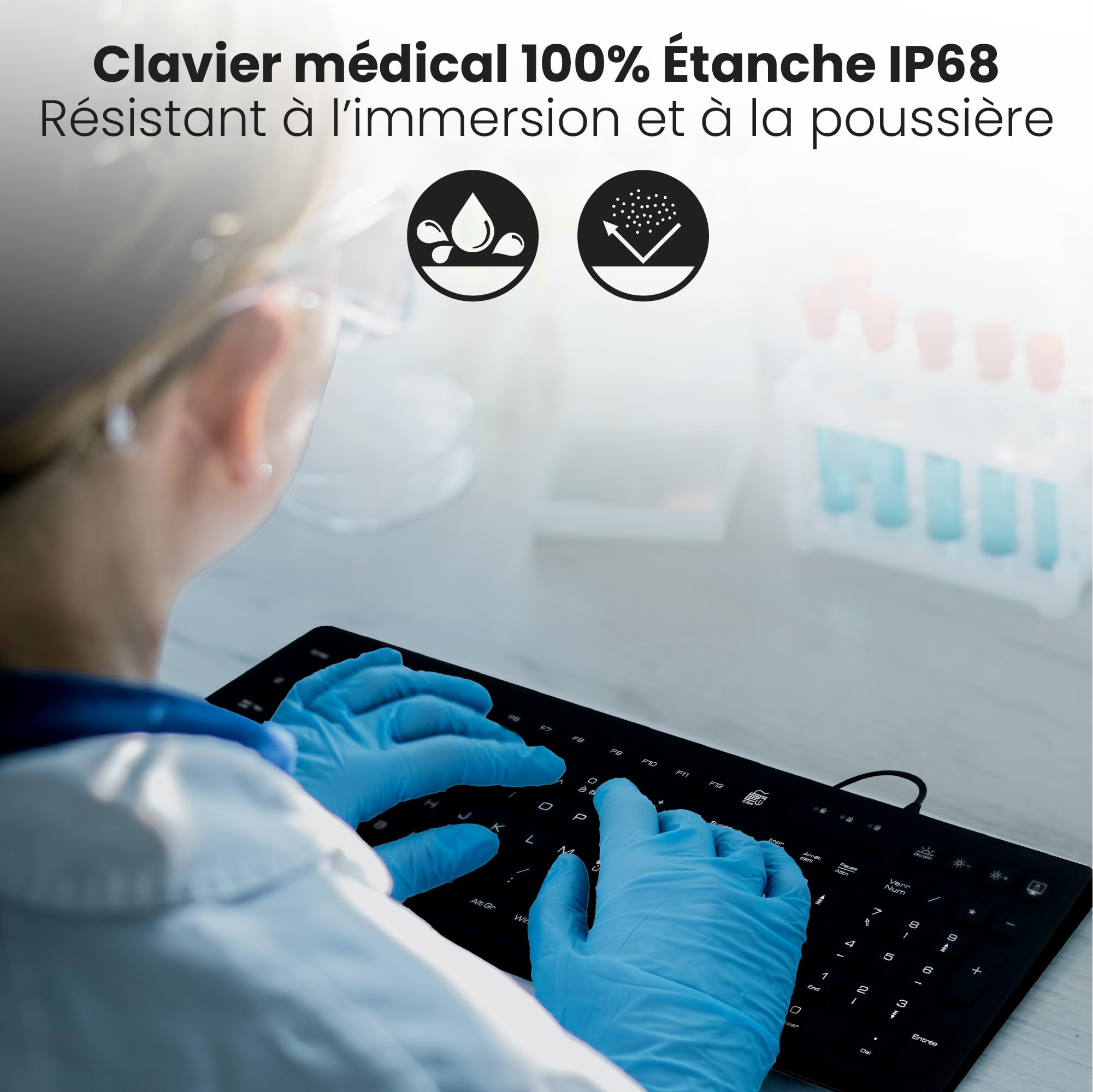 TNB IP68 medical wired keyboard (FR)