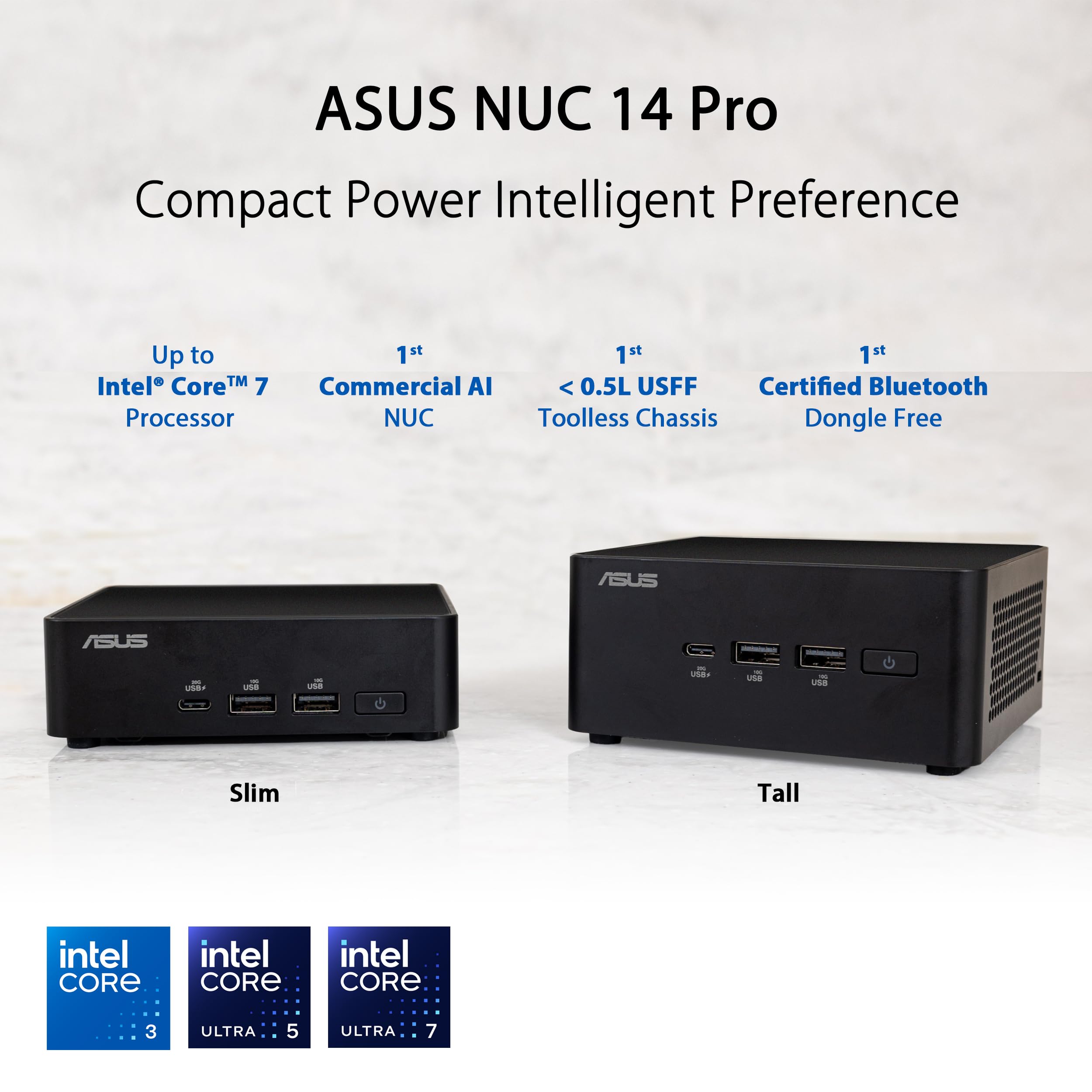 ASUS RNUC14RVKI300002I Barebone Intel Core 3 100U Slim Kit L6 EU Cord