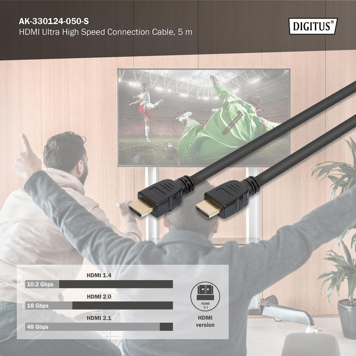 Digitus AK-330124-050-S câble HDMI 5 m HDMI Type A (Standard) Noir