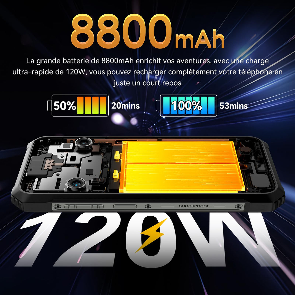 Blackview BL9000 5G (Double Sim - Écran 6.78'' - 512 Go, 12 Go RAM) Noir