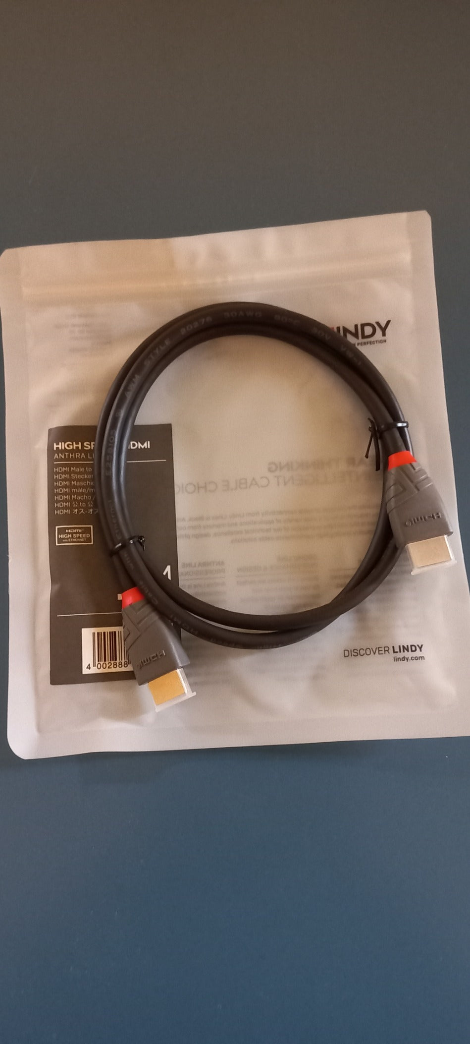 LINDY Câble HDMI High Speed Anthra Line 1m