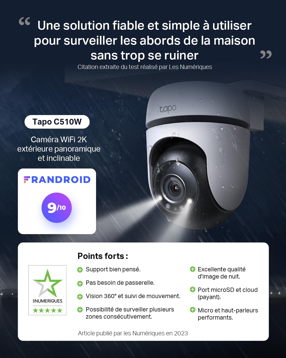 TP-LINK Outdoor Pan/Tilt Security WiFi Camera 2K Resolution-With The Resolution of 2304x1296px