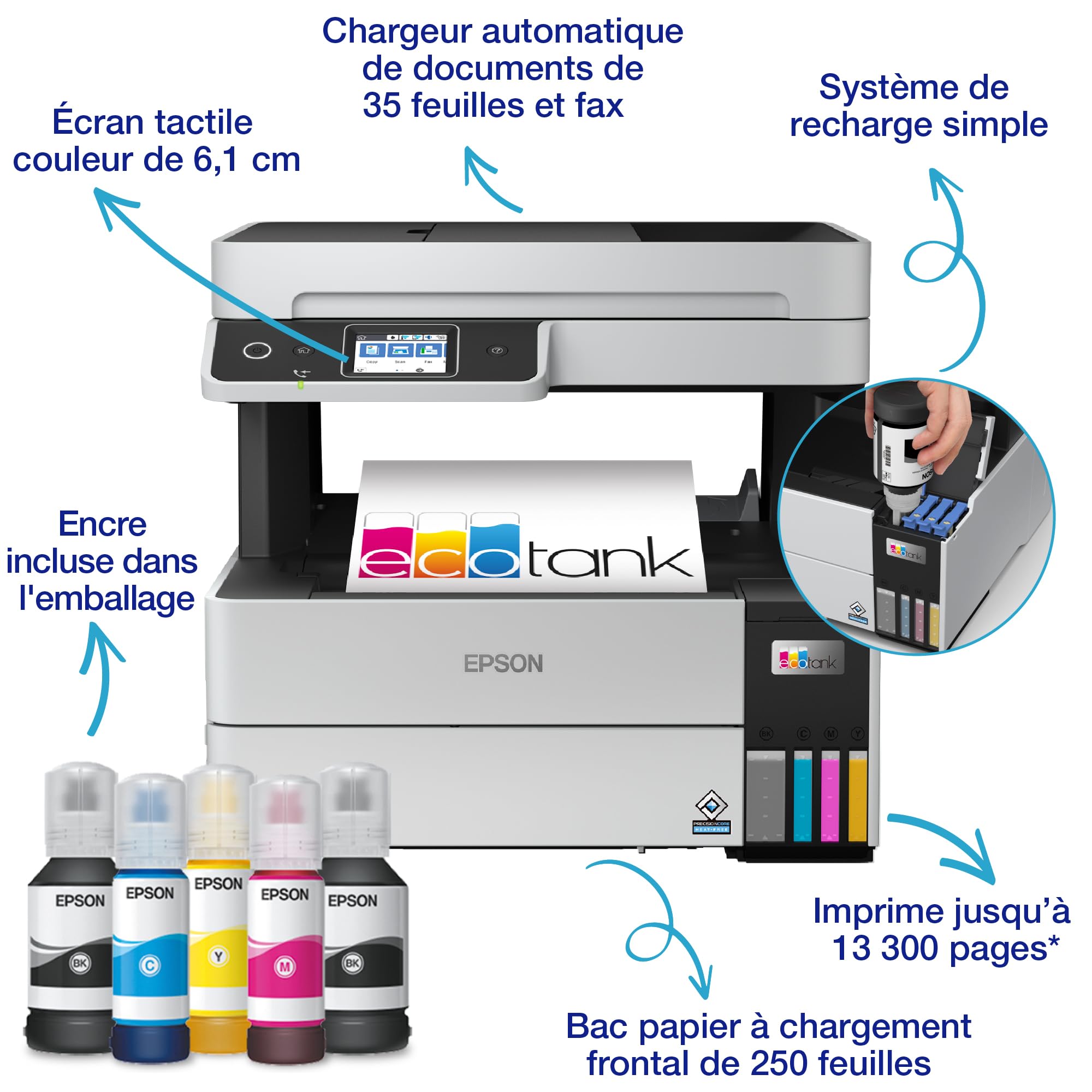 EPSON EcoTank ET-5170 MFP colour ink-jet A4 210x297mm A4 17ppm print 250 sheets USB LAN Wi-Fi