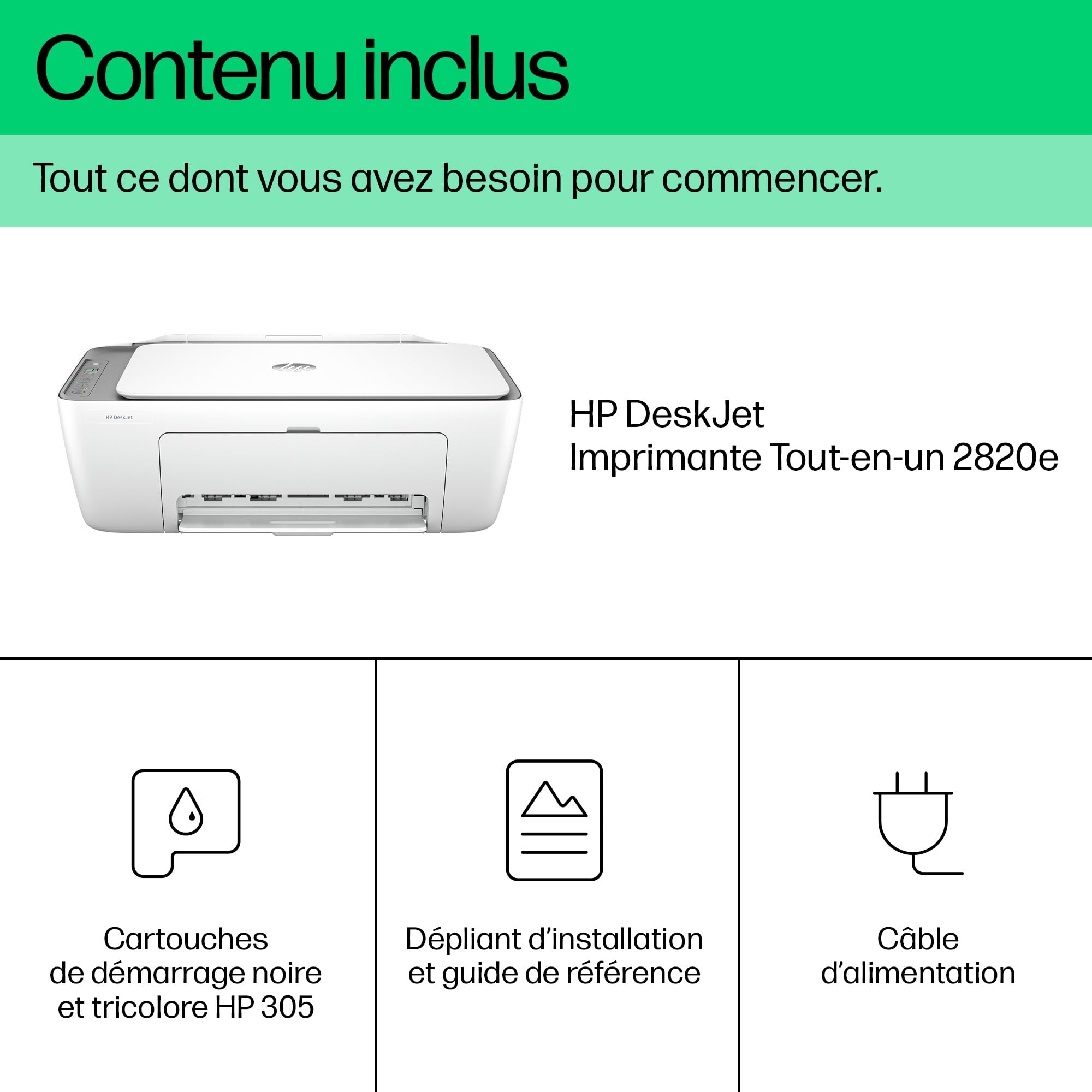HP Deskjet 2820e All-in-One MFP colour inkjet 216x297mm A4 7.5ppm Print 60sheets USB Bluetooth Wi-Fi
