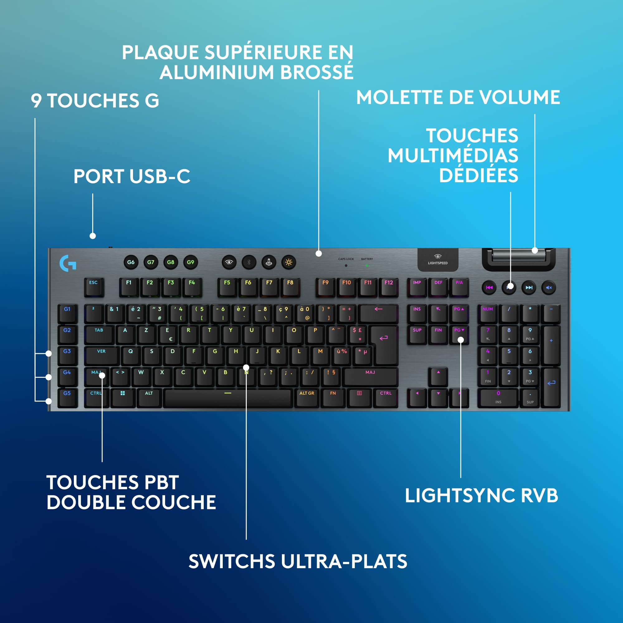 LOGITECH G915 X LIGHTSPEED Wireless Gaming Keyboard Black (FR)