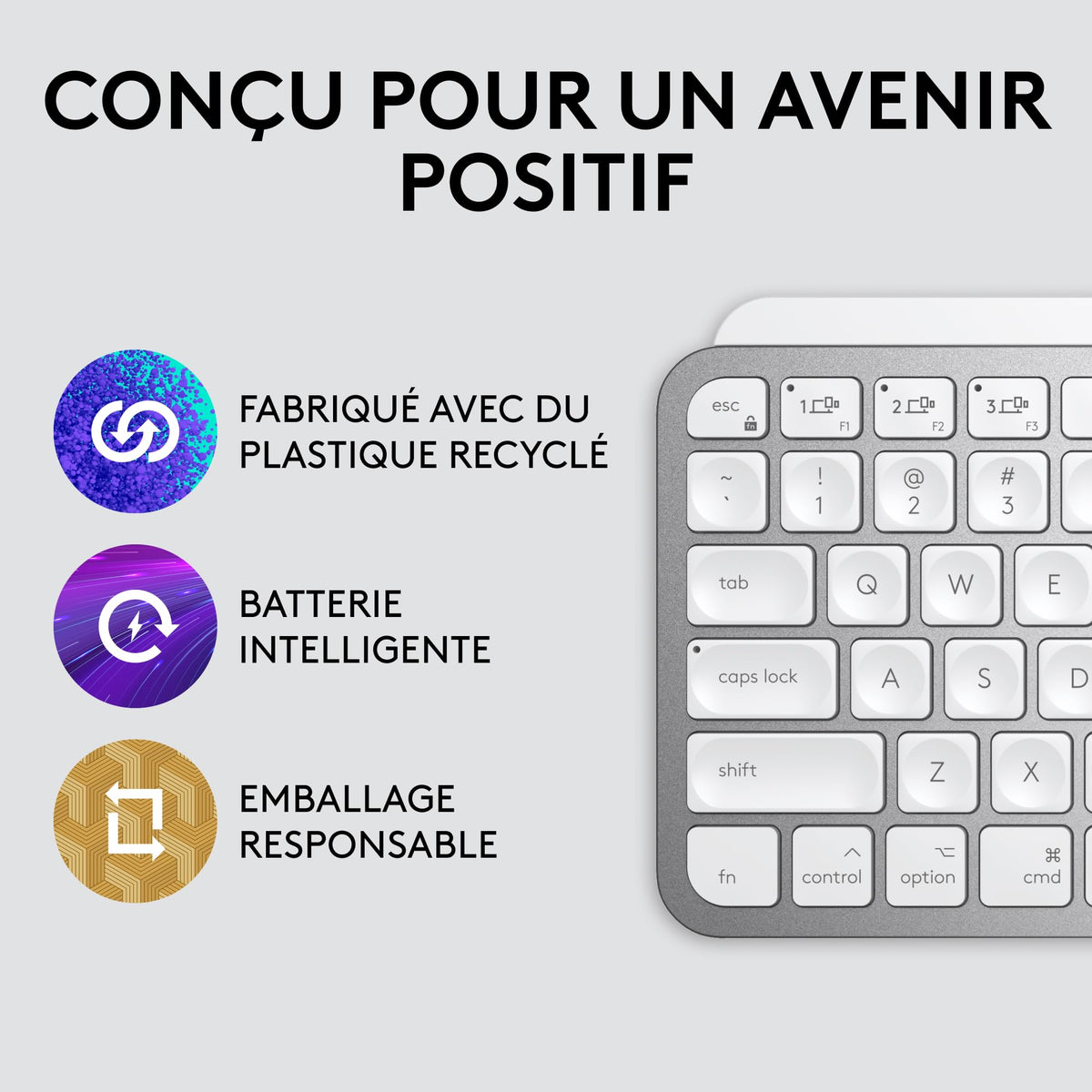 LOGITECH MX Keys Mini For Mac Minimalist Wireless Illuminated Keyboard - PALE GREY - CENTRAL FR