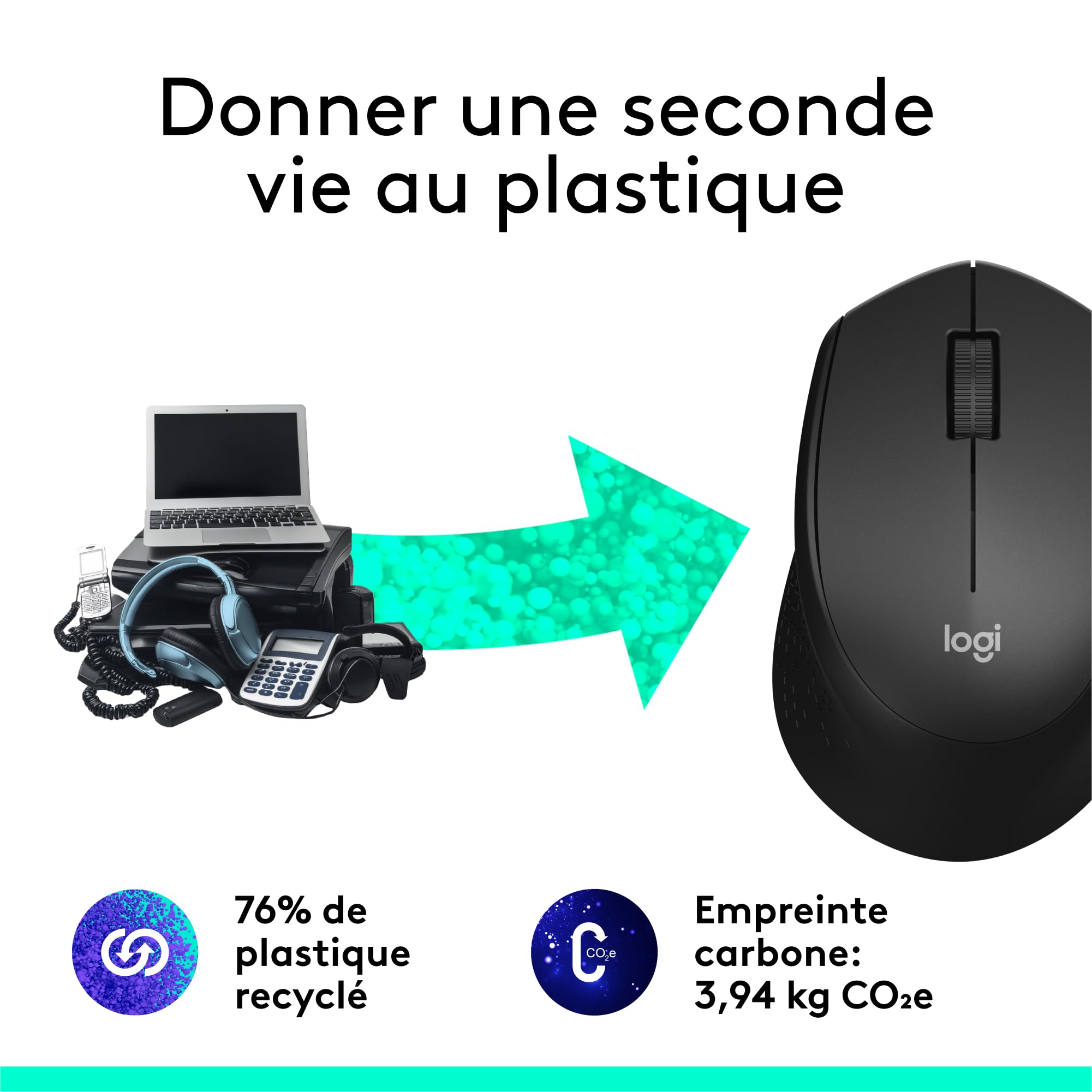 LOGITECH M280 Mouse right-handed optical 3 buttons wireless 2.4 GHz USB wireless receiver black