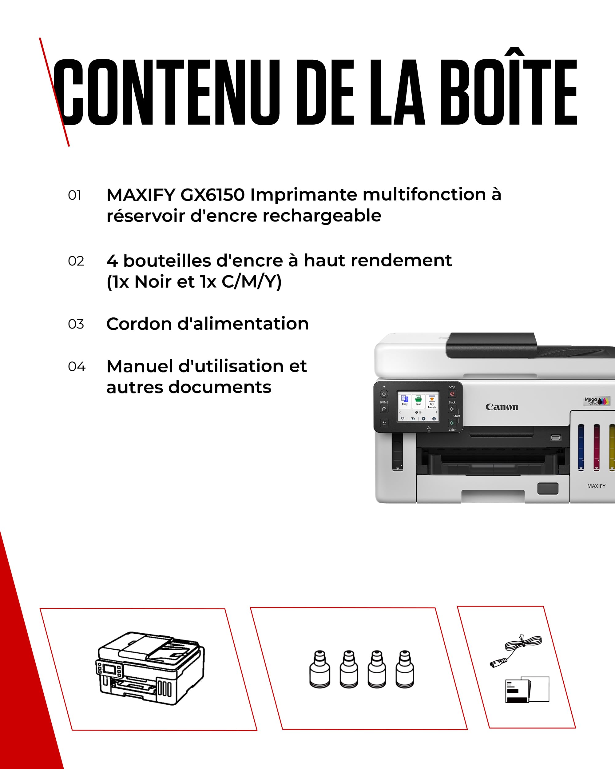 CANON MAXIFY GX6150 MegaTank MFP colour inkjet CISS Legal 216x356mm A4 24ipm Print 350sheets USB Wi-Fi LAN