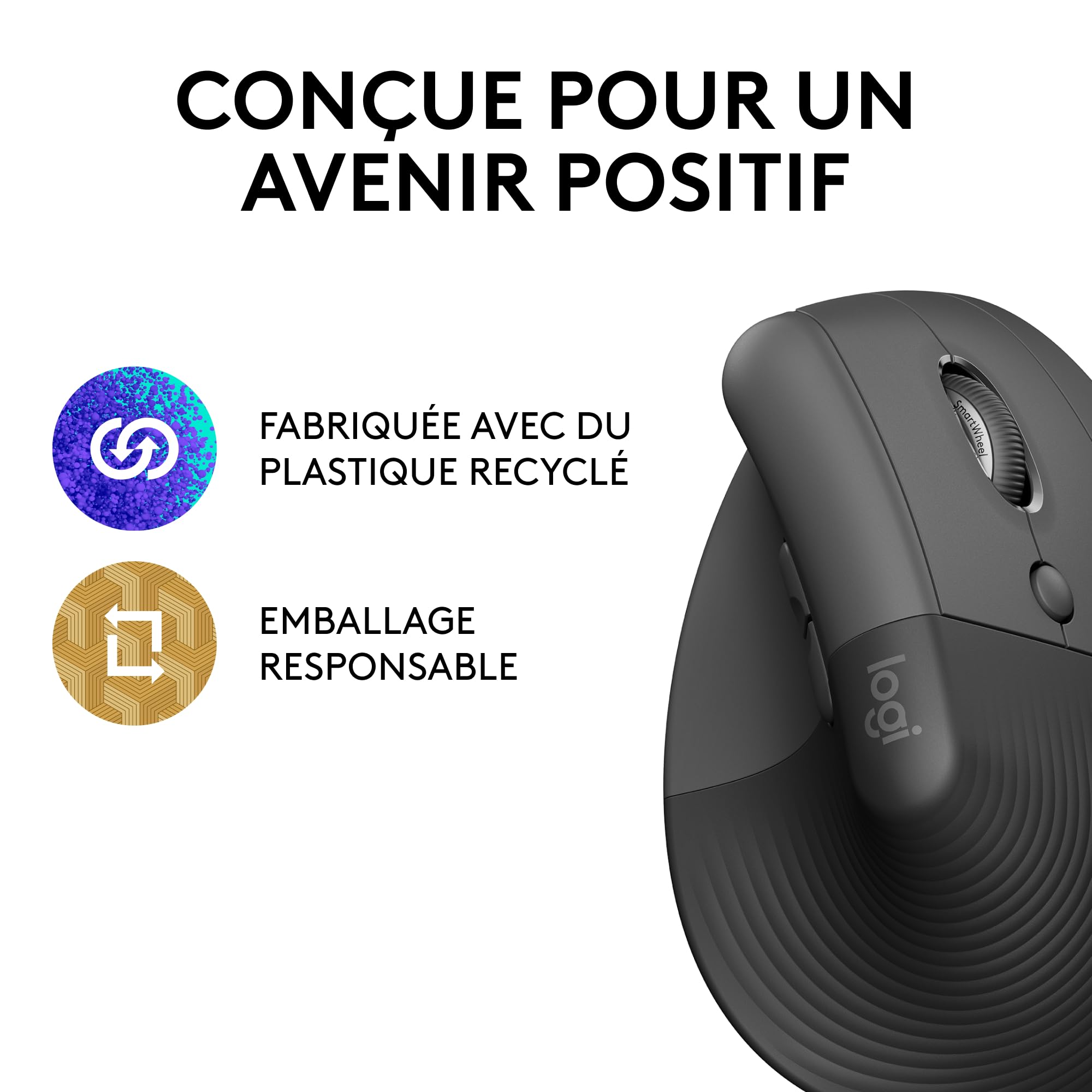 LOGITECH Lift Vertical Ergonomic Mouse Vertical mouse ergonomic optical 6 buttons wireless Bluetooth 2.4 GHz Bolt USB