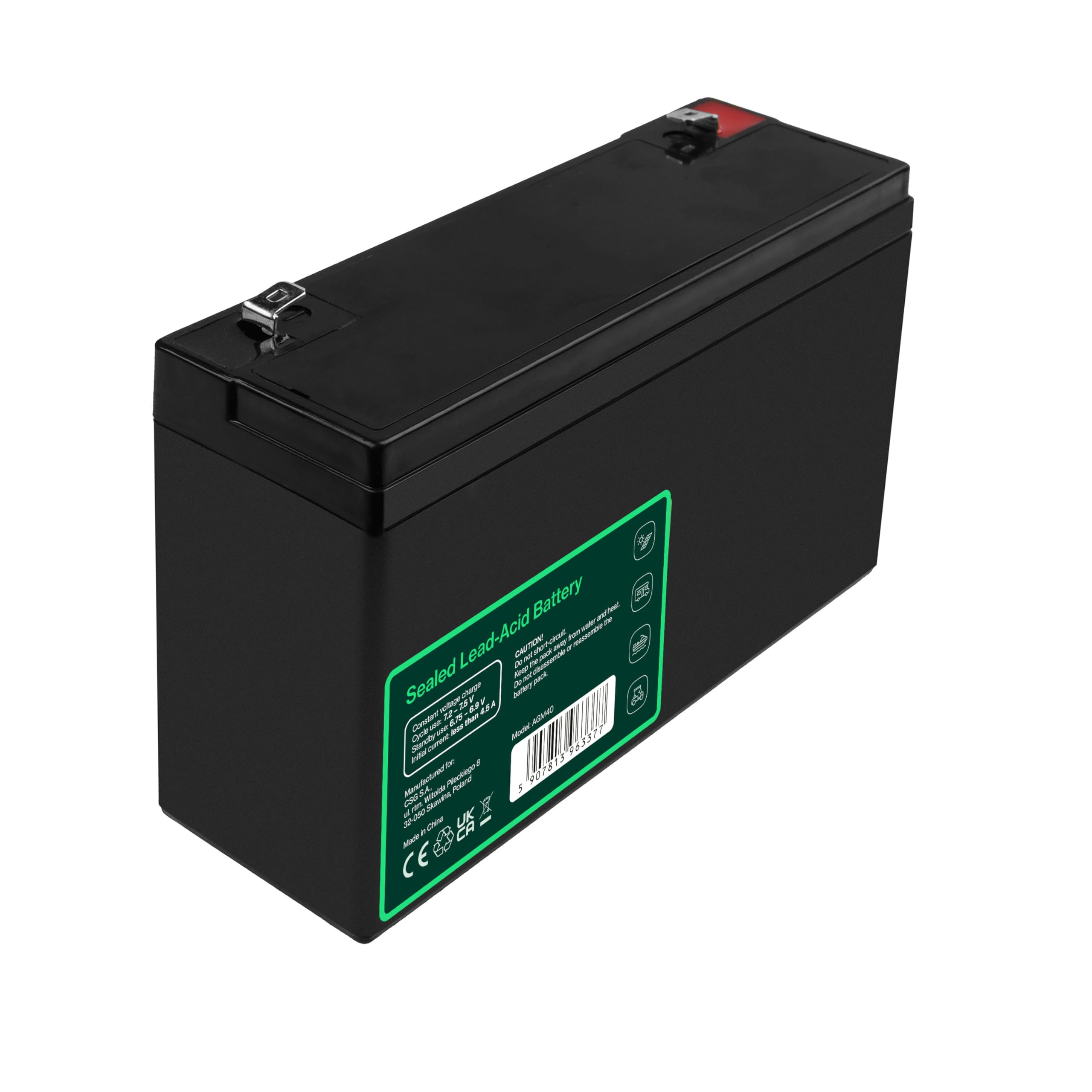 Green Cell AGM40 - 6 V - 1 piece(s) - Noir - 15 Ah - 1,8 kg - 151 mm