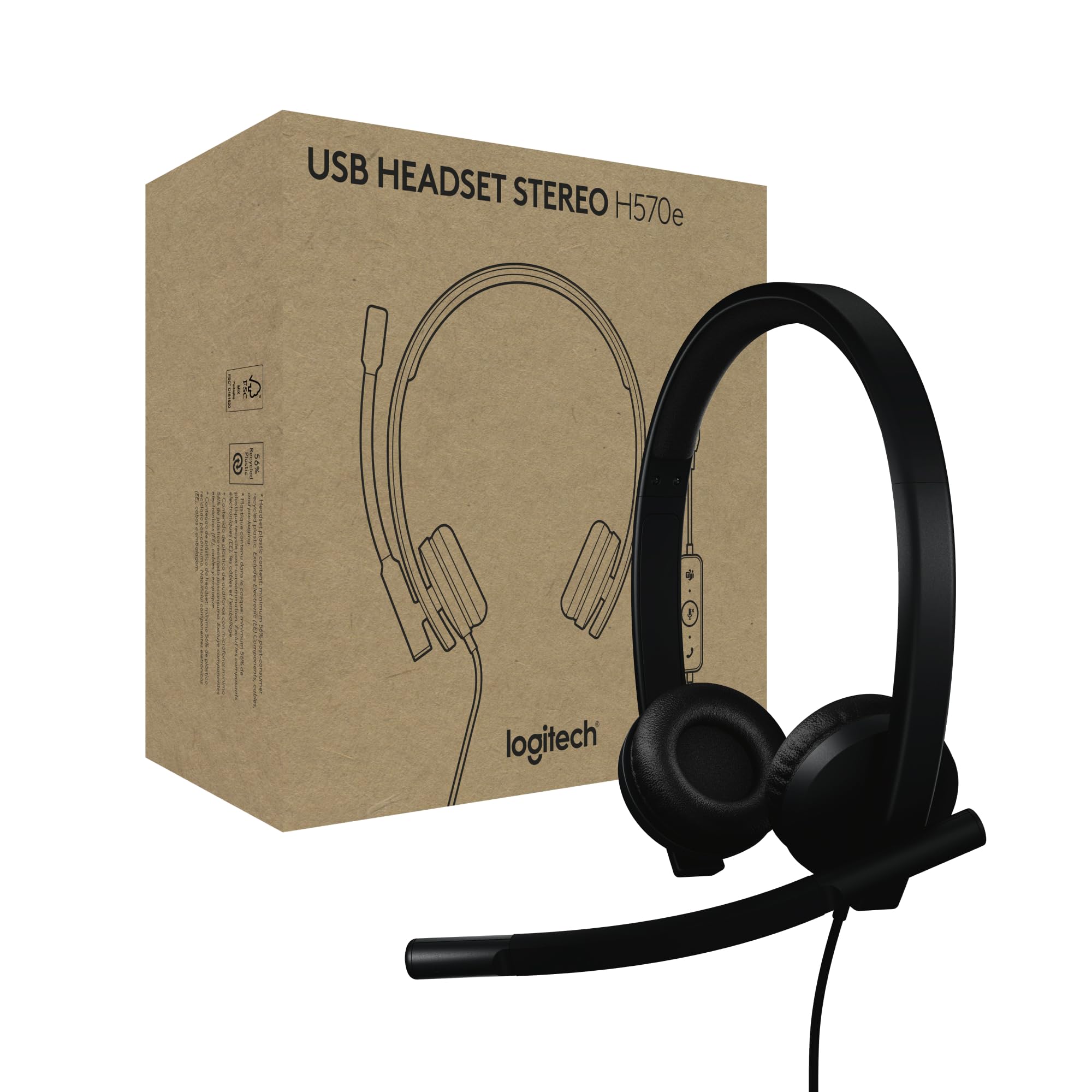 LOGITECH H570e Stereo Teams version Headset Black