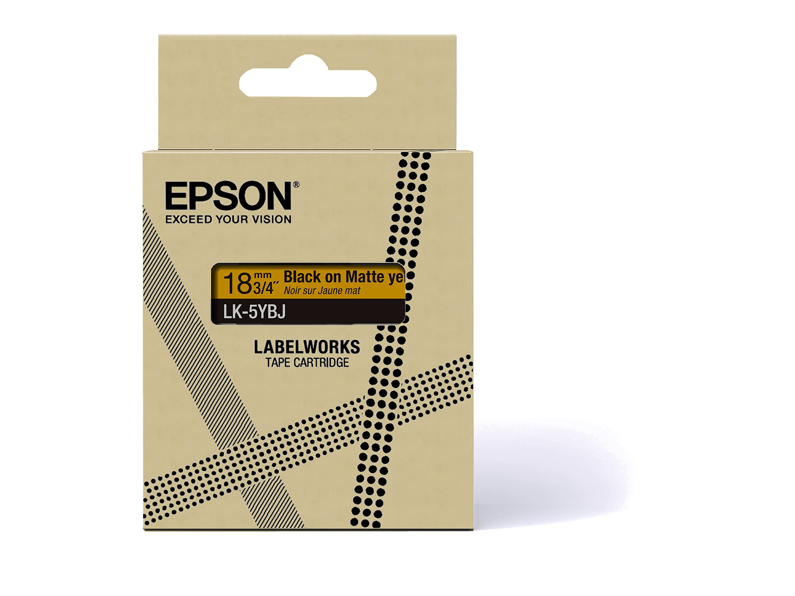 EPSON Matte Tape Yellow/Black 18mm 8m LK-5YBJ