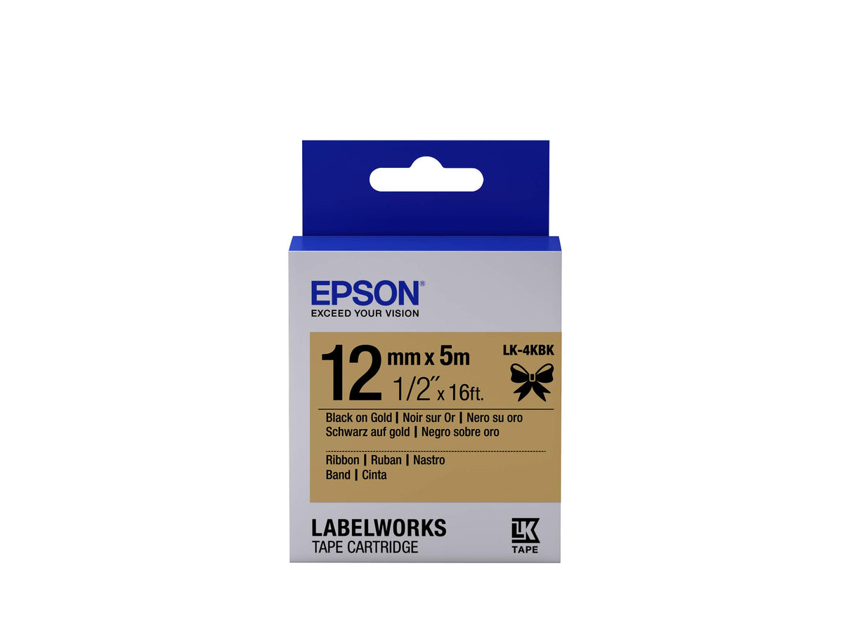 EPSON Ruban LK-4KBK - Satin - Noir sur Or 12/5