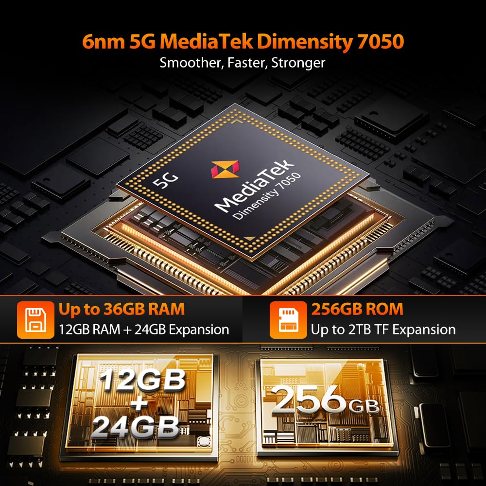 Blackview Xplore 1 Pro (NFC - Caméra à image thermique - 6.78'' - 256 Go, 12 Go RAM - 20000mAh) Orange