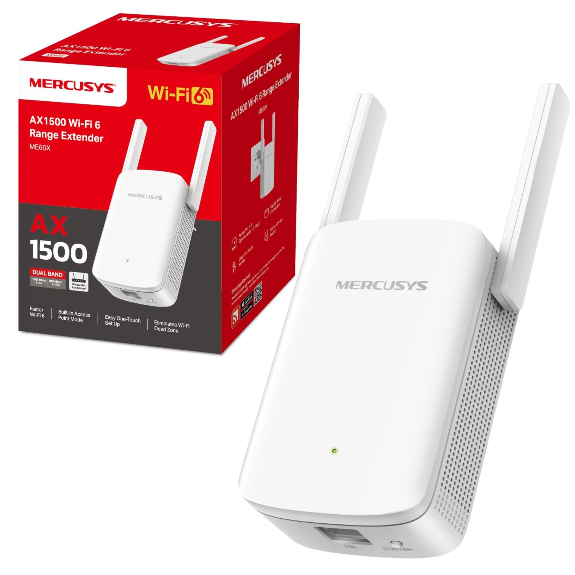 TP-LINK ME60X AX1500 Wi-Fi Range Extender 300 Mbps at 2.4 GHz + 1201 Mbps at 5 GHz