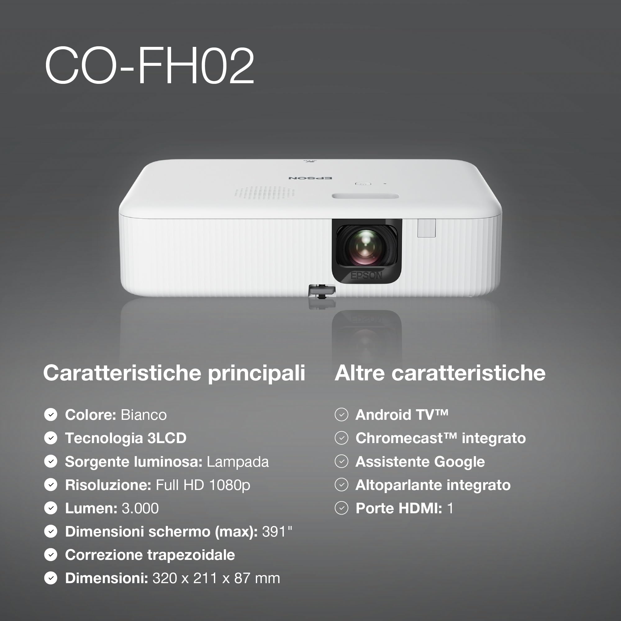 EPSON CO-FH02 Projector 3LCD 1080p 3000lm