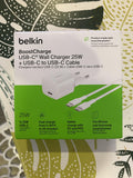BELKIN 25W USB PD Wall Charger with PPS WHT w/1m C-C Cable