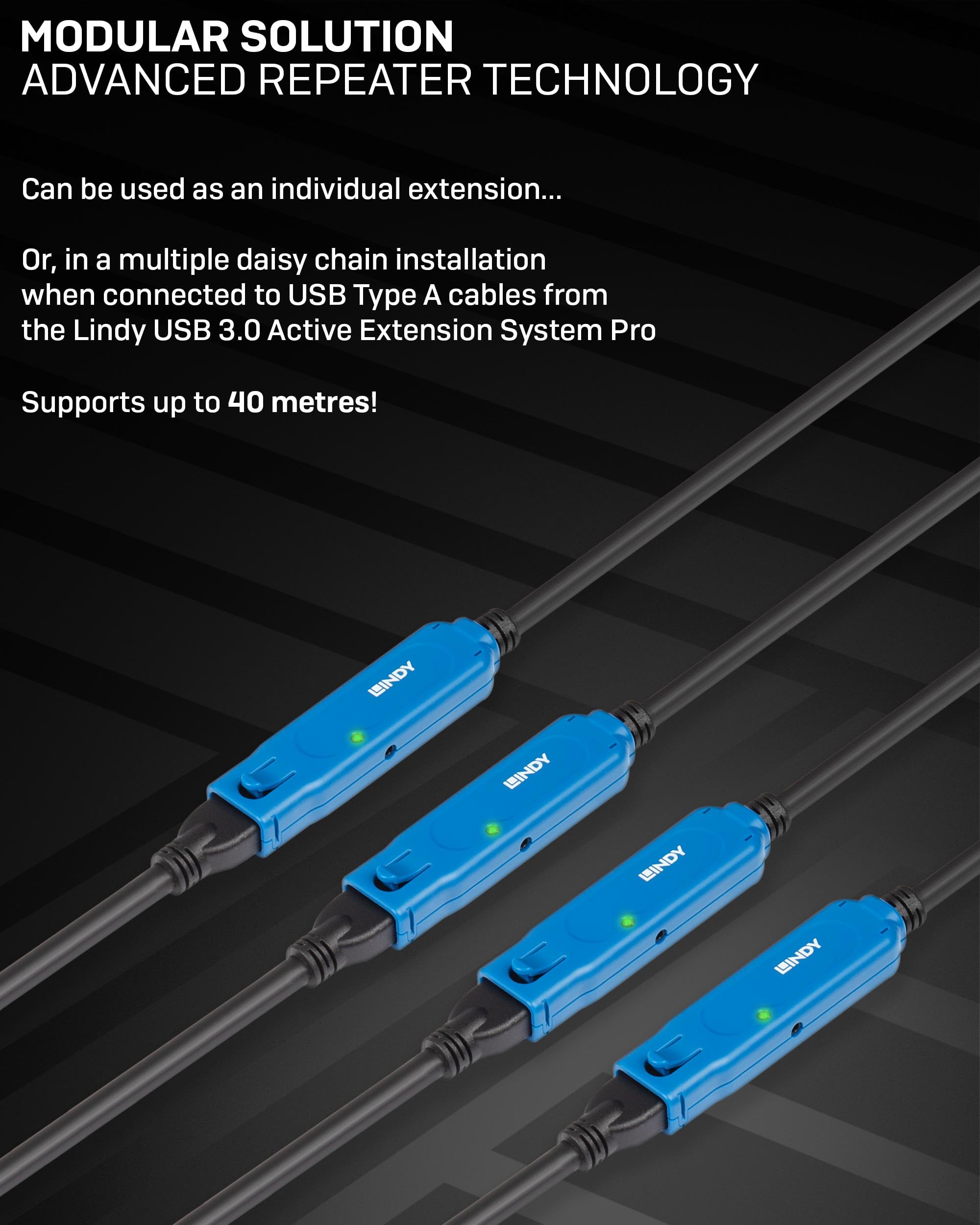LINDY 8m USB 3.2 Gen 1 C/A Active Extension Pro