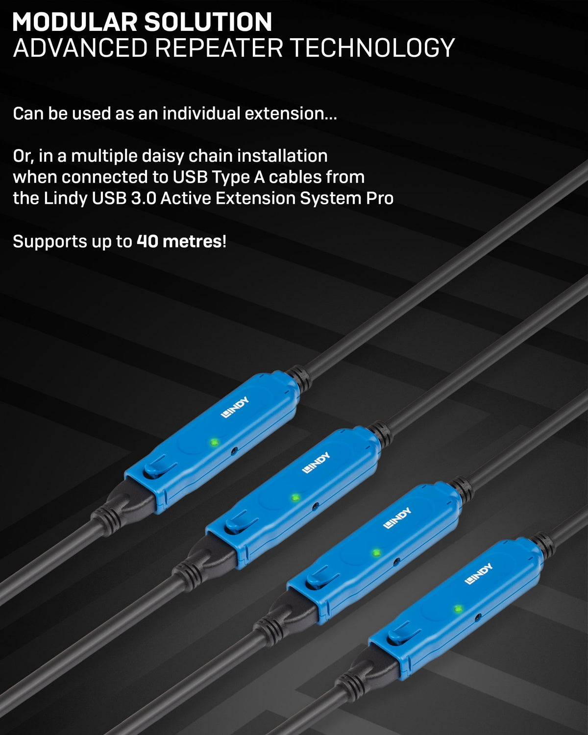 LINDY 8m USB 3.2 Gen 1 C/A Active Extension Pro