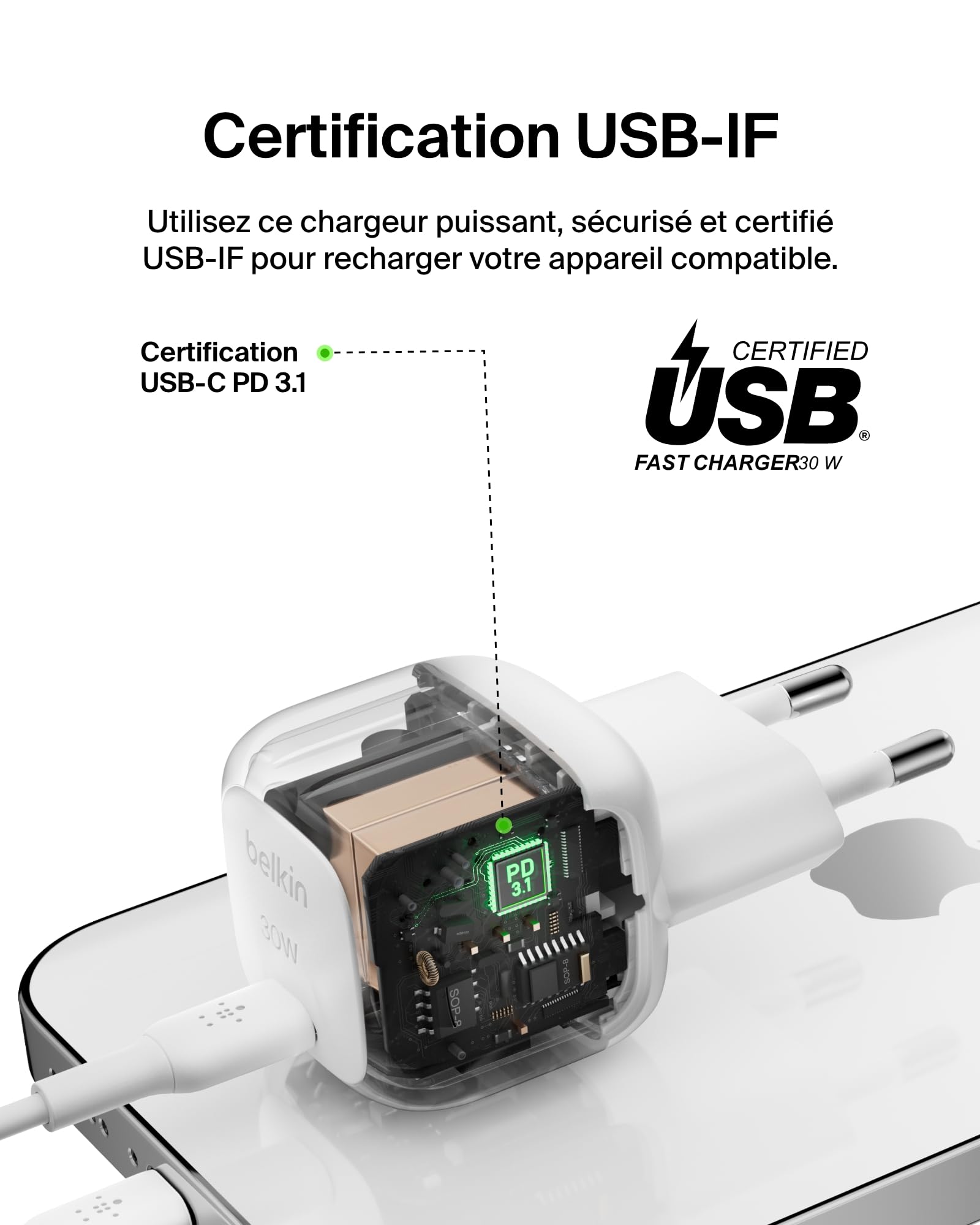 BELKIN 30W USB PD Wall Charger with PPS WHT