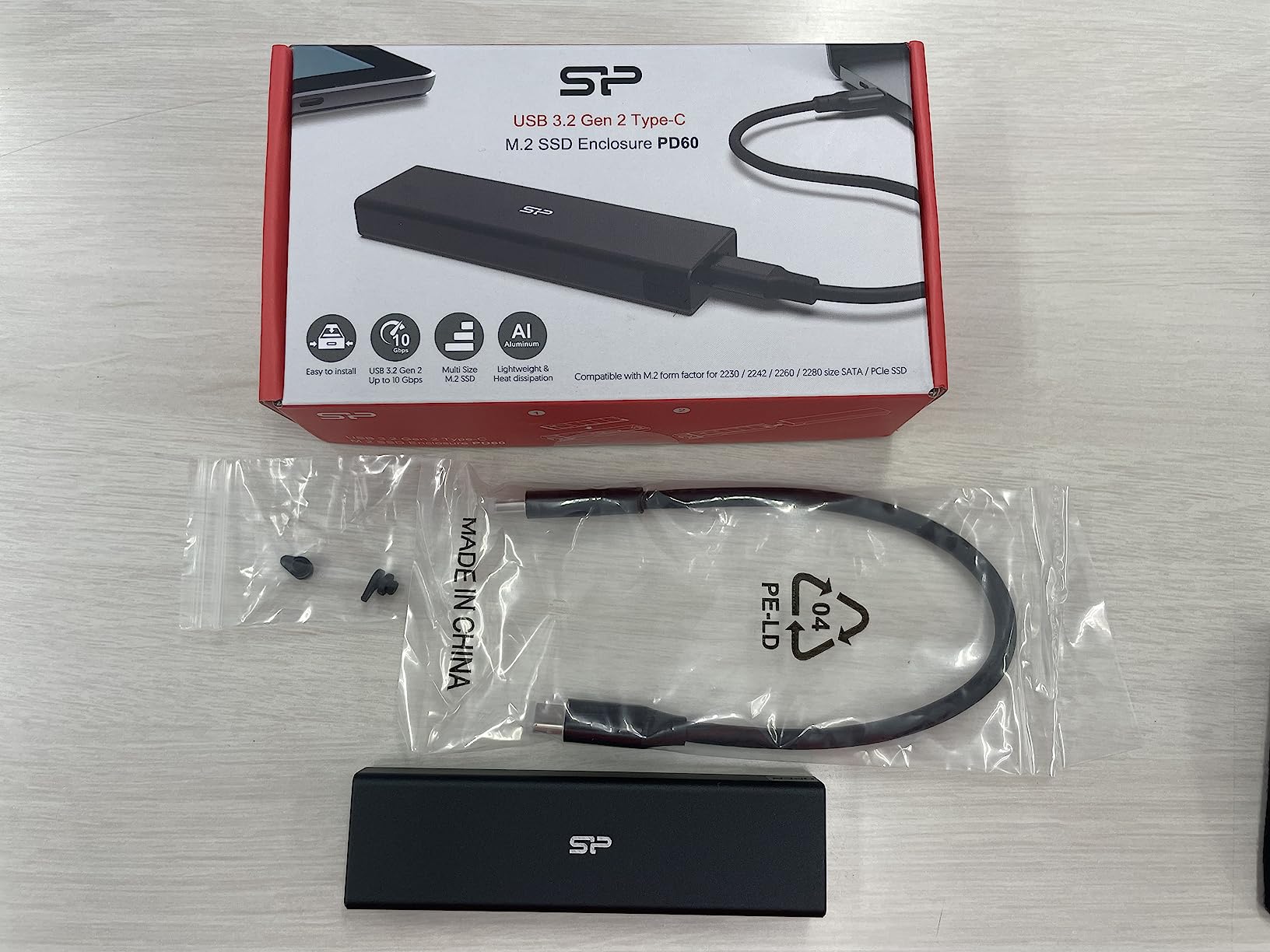 SILICON POWER External M.2 NVMe/SATA SSD case PD60 USB 3.2 Type-C