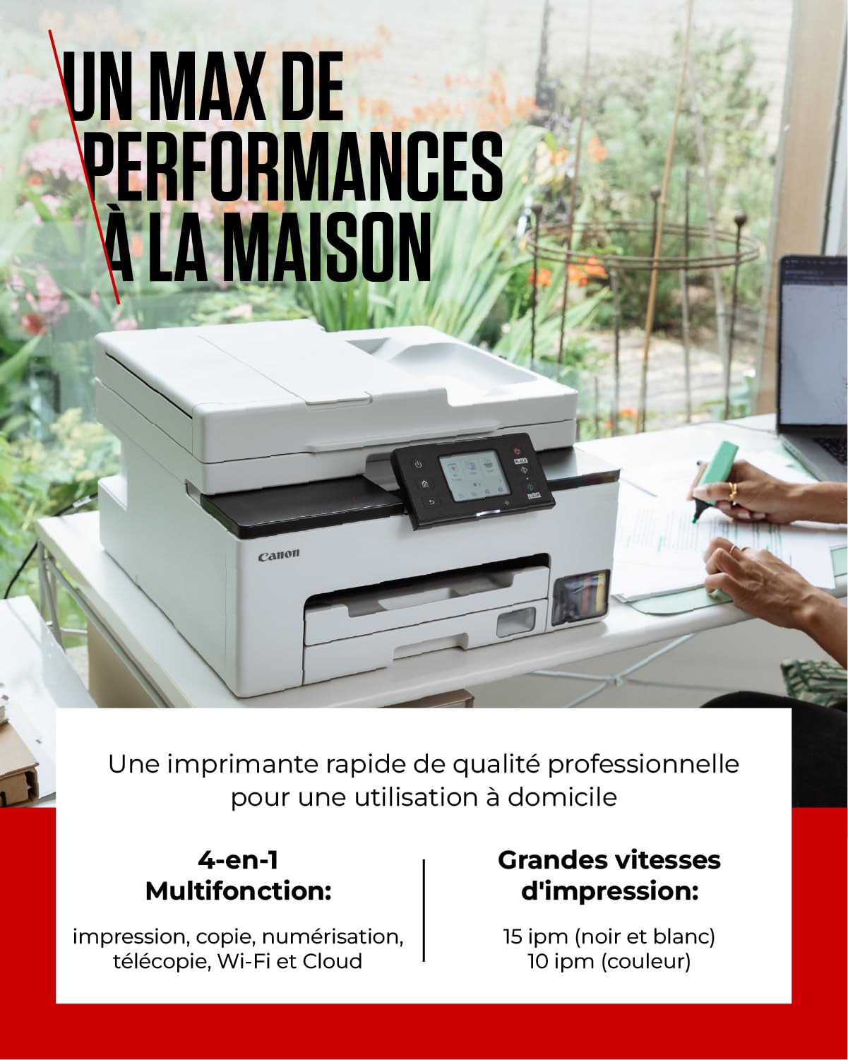 CANON MAXIFY GX2050 MFP colour inkjet refillable A4 15ipm Print 250sheets USB Wi-Fi LAN +1 ink set +2extra black bottles