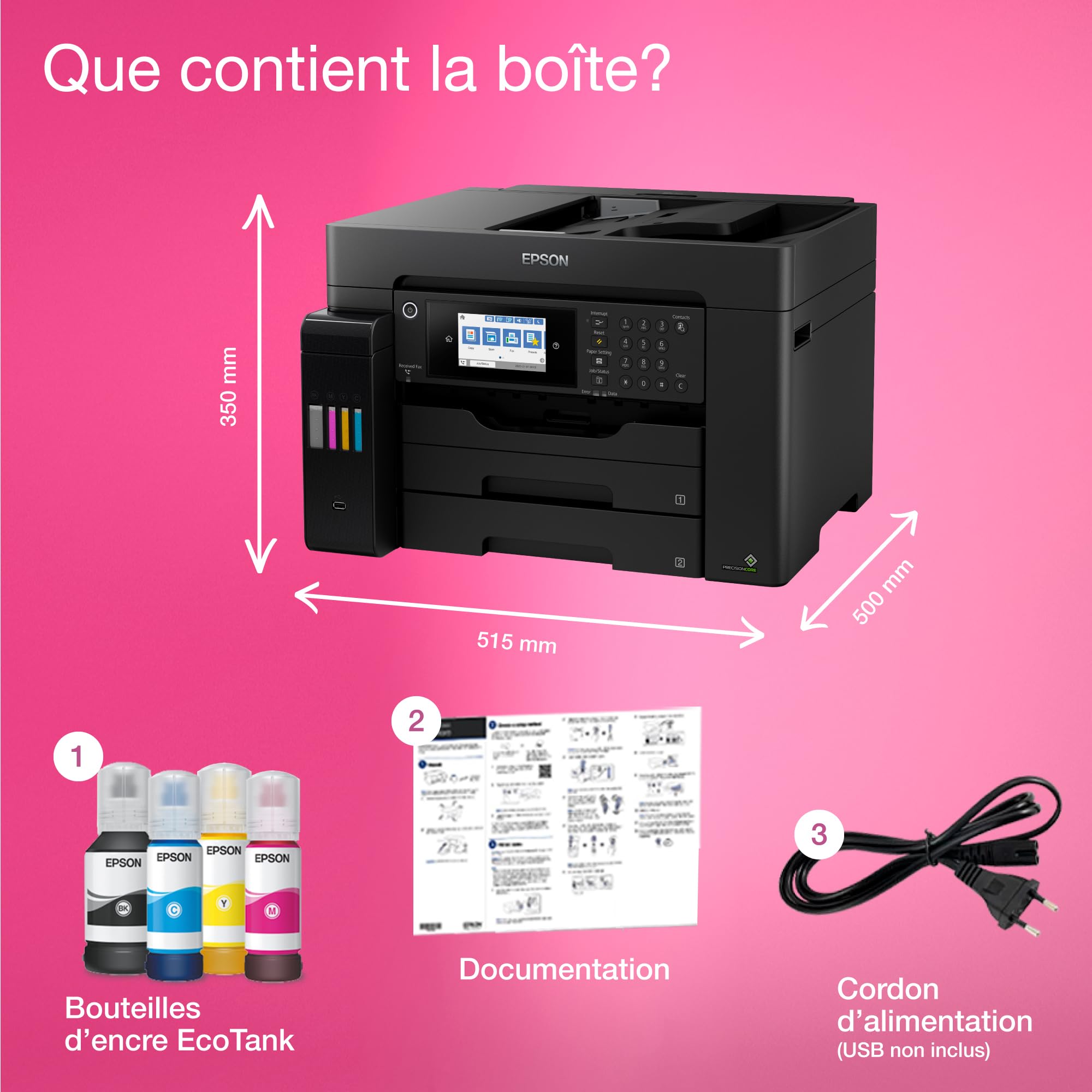 EPSON EcoTank ET-16655 MFP colour inkjet ITS A3 25ppm Print 550sheets USB LAN Wi-Fi Black
