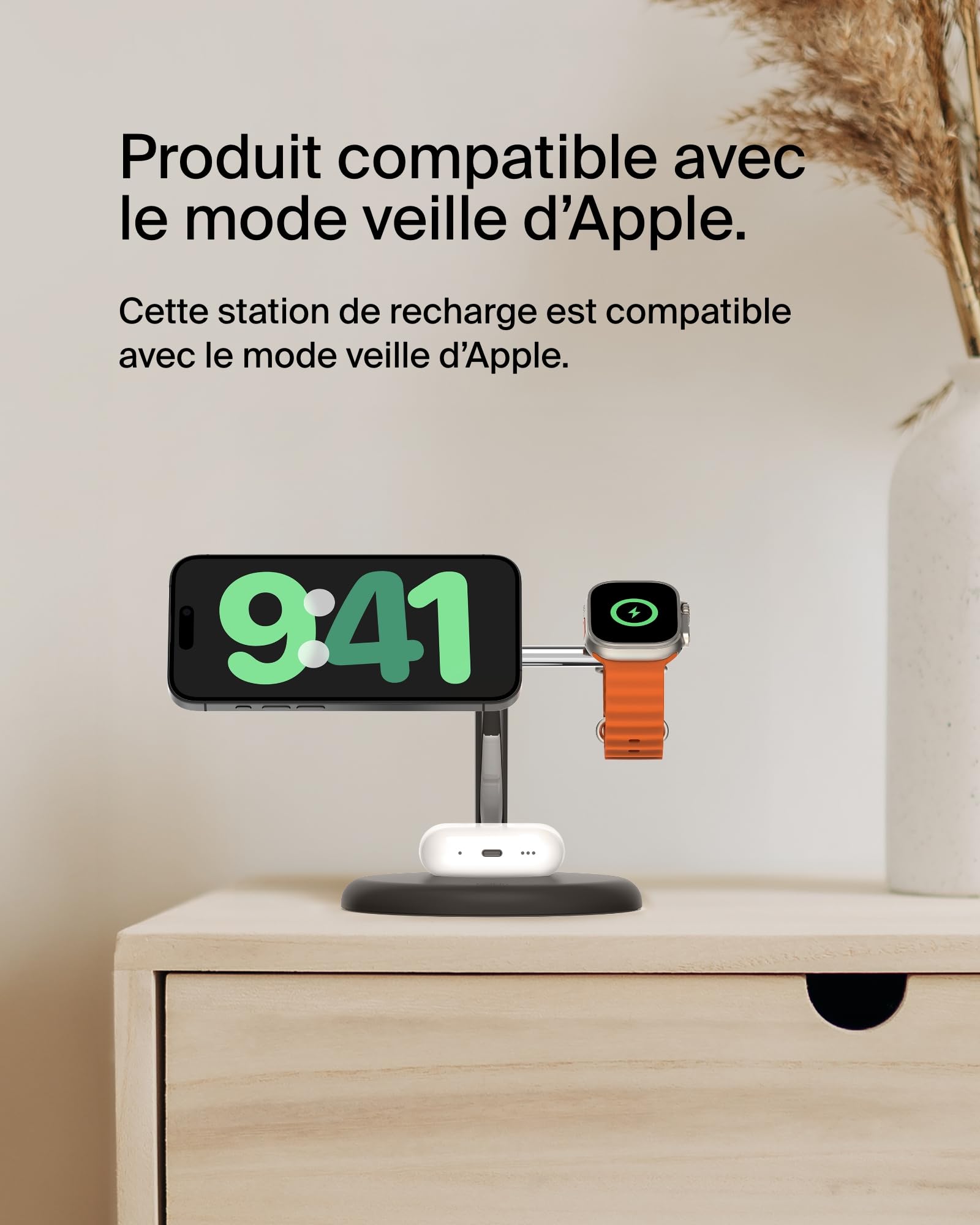 BELKIN BOOST CHARGE PRO 3in1 Qi2 15w Magnetic Adjustable Charging Stand Black