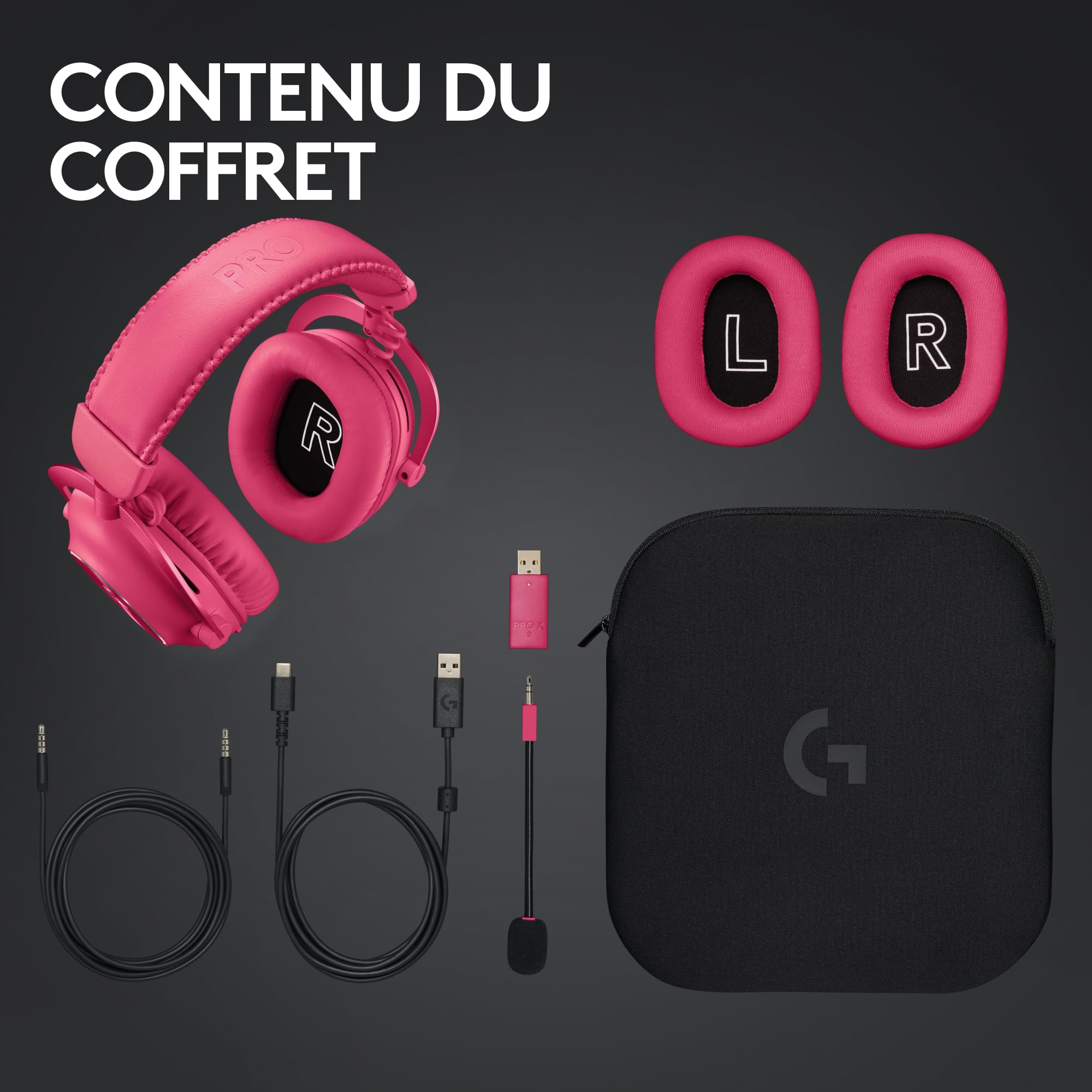 LOGITECH G Pro X 2 Headset full size Bluetooth / LIGHTSPEED wireless wired 3.5 mm jack noise isolating magenta