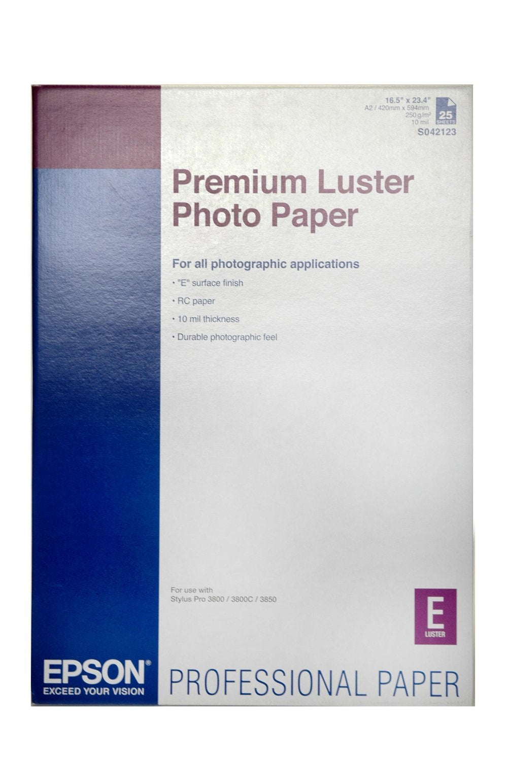 EPSON PREMIUM luster photo  papier inkjet 250g/m2 A2 25 feuilles pack de 1