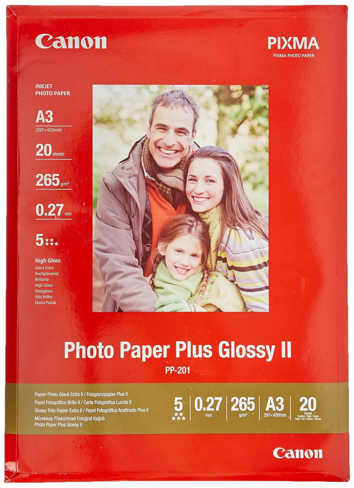 CANON PP-201 plus photo  papier 260g/m2 A3 20 feuilles pack de 1