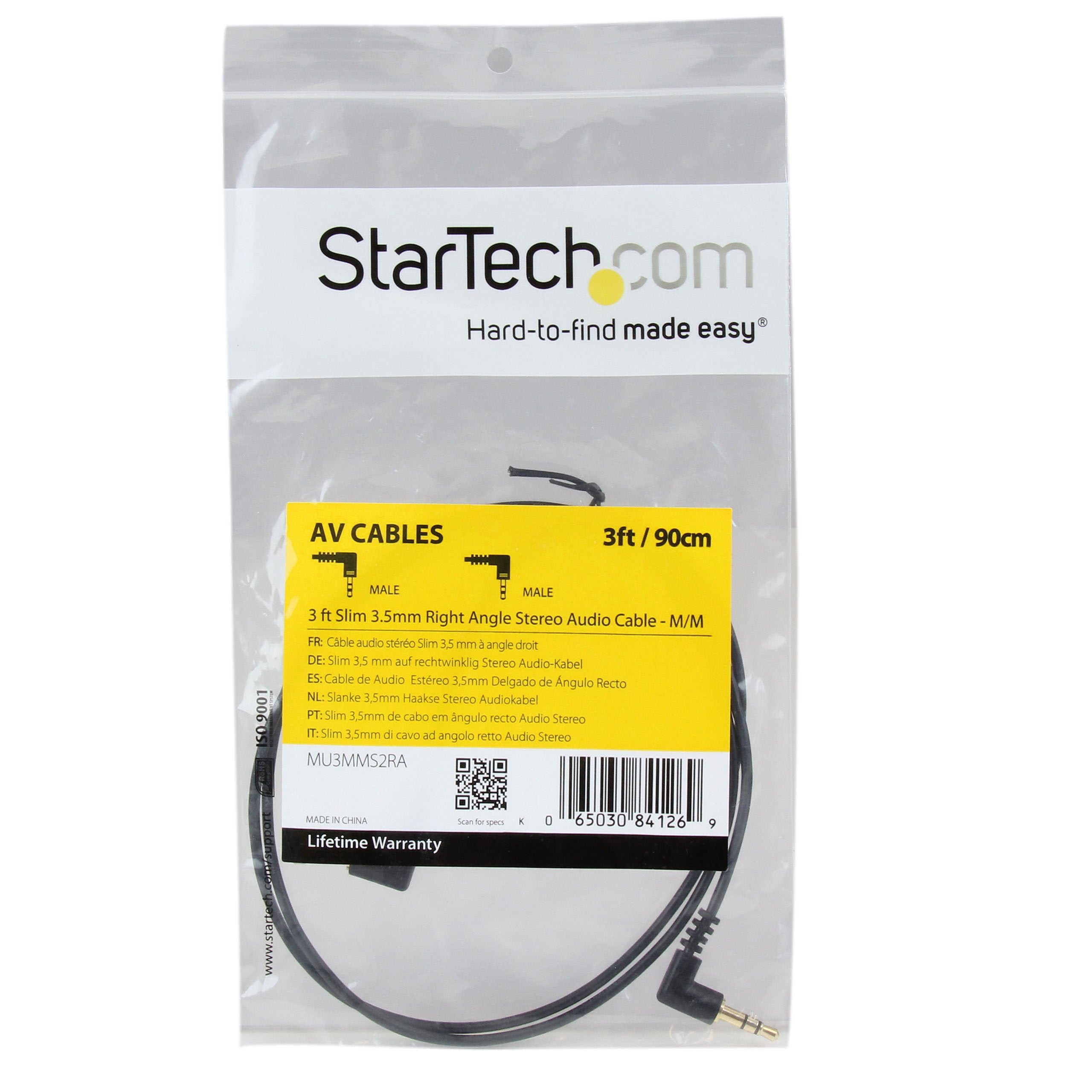 3ft 3.5mm Right Angle Stereo Audio Cabl