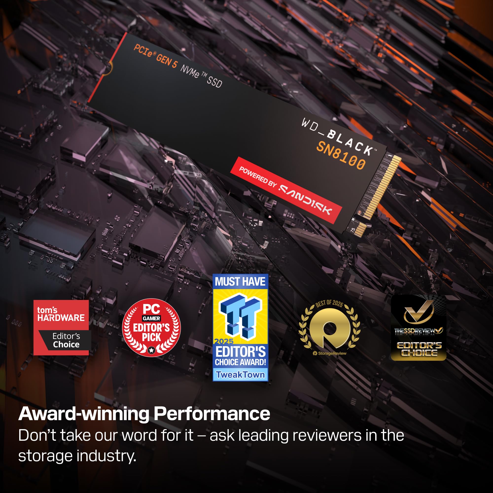 WD Black 2To SN8100 PCIe 5.0x4 NVMe M.2 SSD POWERED BY SANDISK