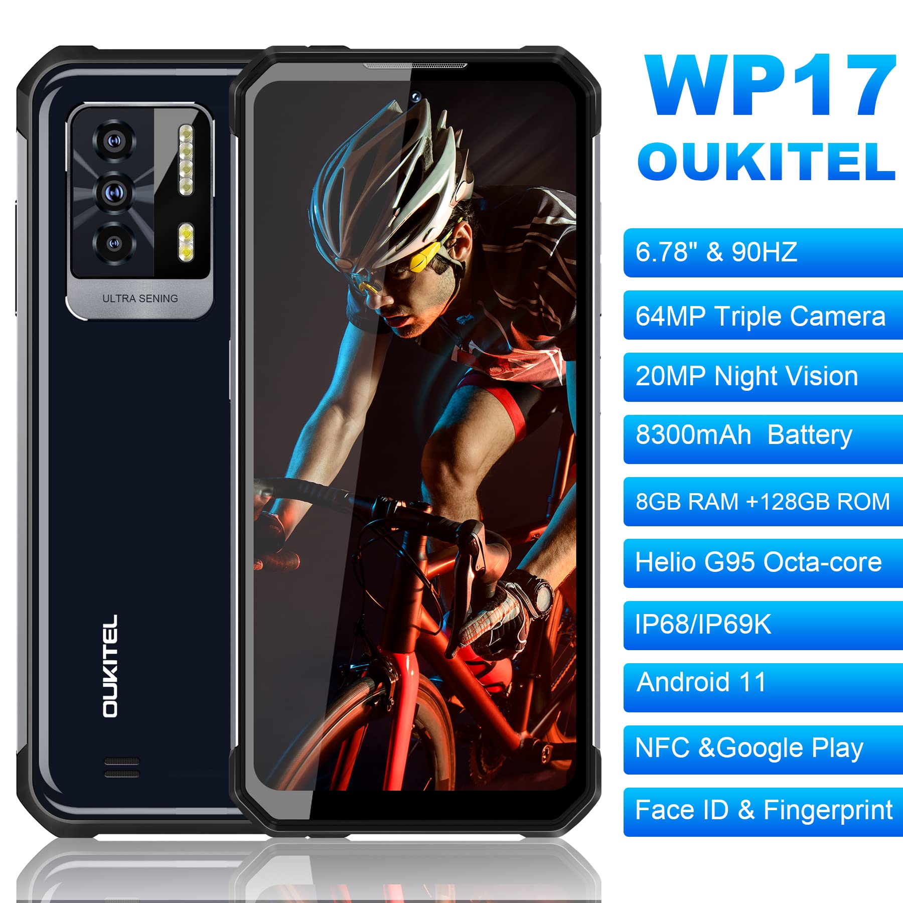 Oukitel WP17 (Double Sim - 6.78" - 128 Go, 8 Go RAM) - Noir