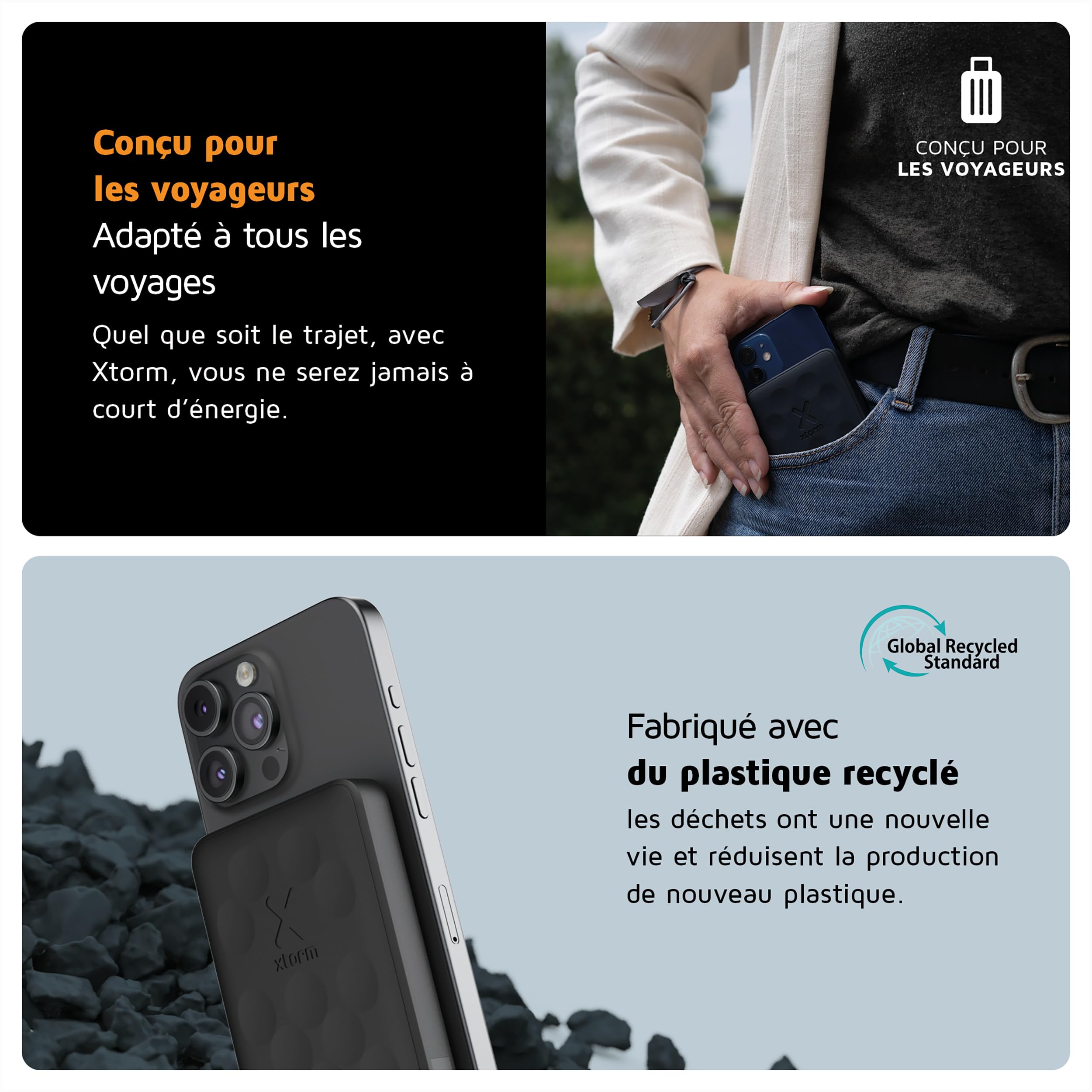 XTORM Batterie magnétique sans fil 5000 mAh noire