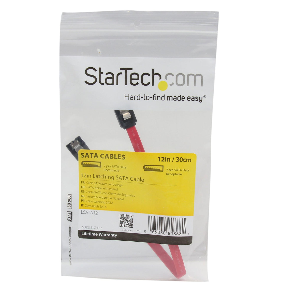 12in Latching SATA Cable