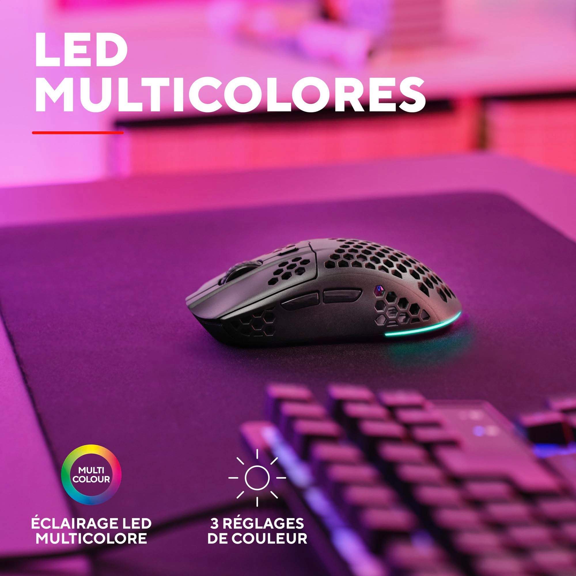 TRUST Souris gaming sans fil HELOX ultra légére - Noire