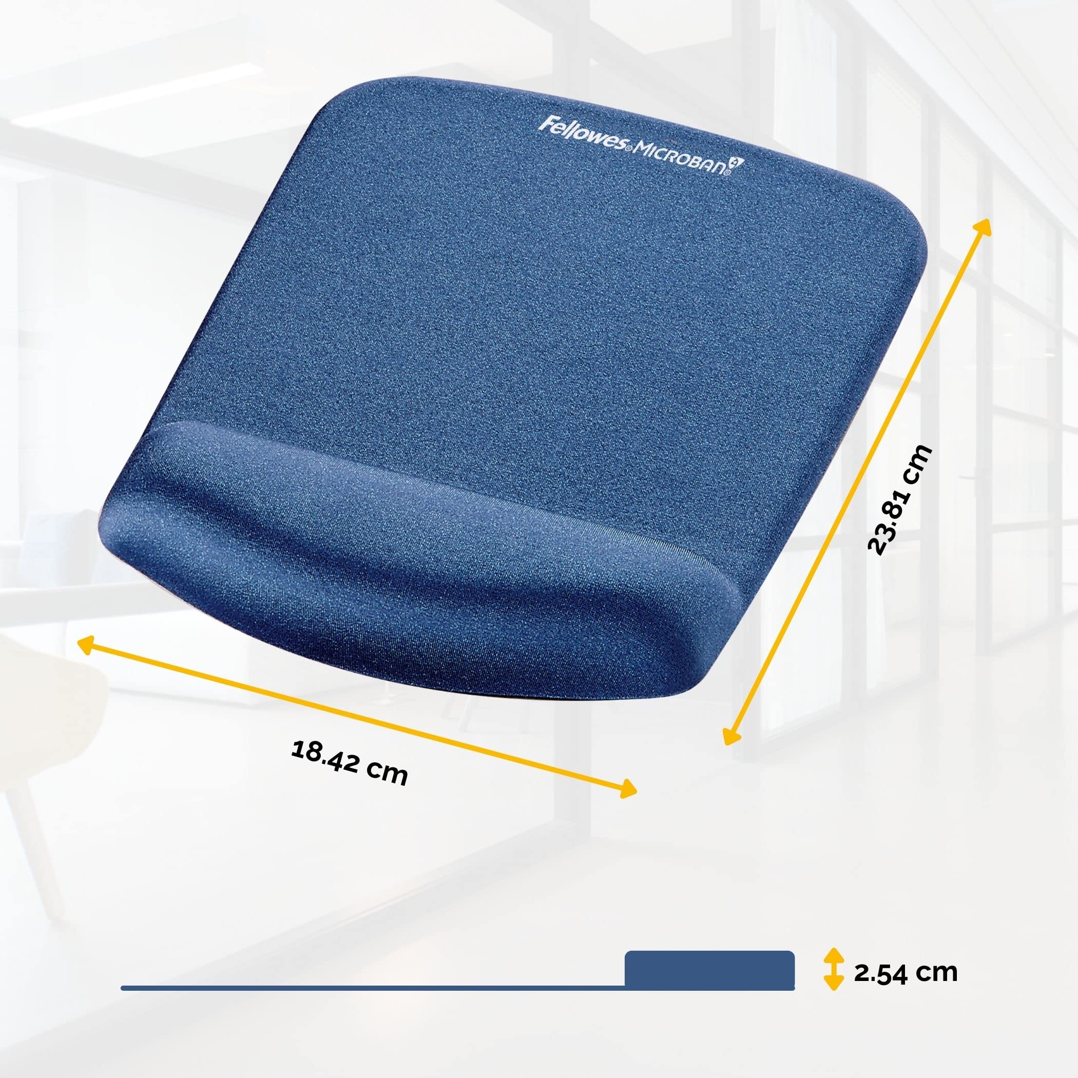 FELLOWES Tapis de souris - Repose poignet PlushTouch™ - Bleu - Antibactérien