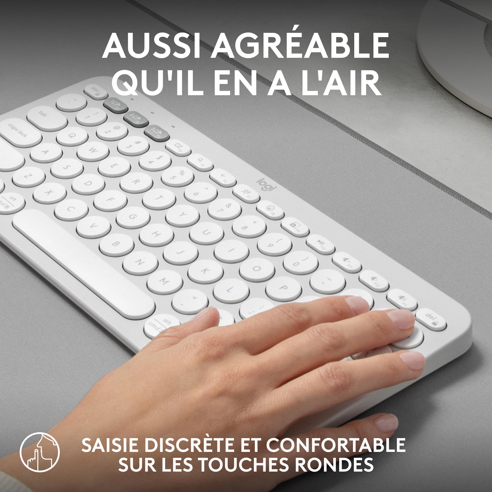 LOGITECH Pebble Keys 2 K380s - TONAL WHITE - (FRA) - BT - N/A - CENTRAL-419 - UNIVERSAL