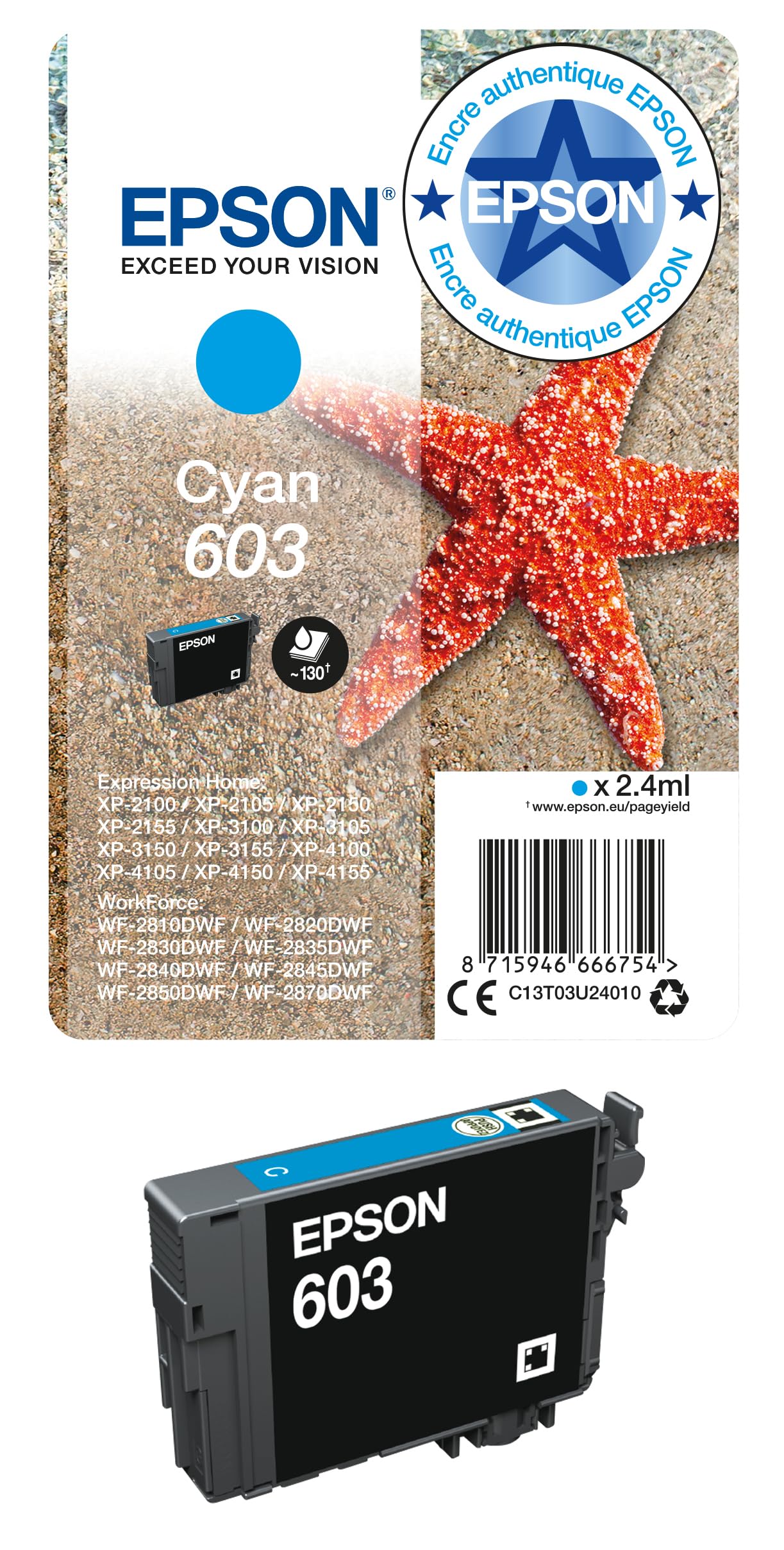 EPSON 4LB Singlepack Cyan 603 Ink
