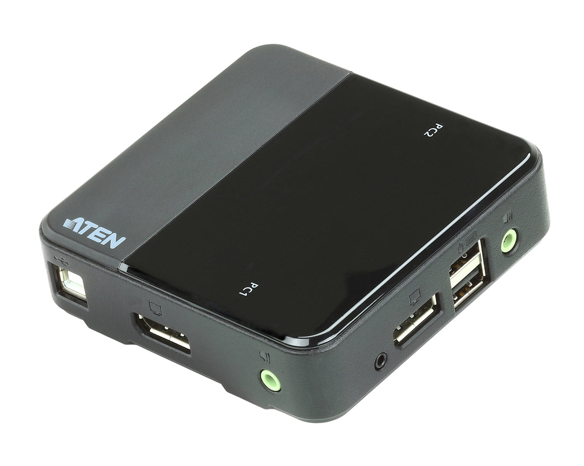 Commutateur KVM DisplayPort/audio USB 2 ports (4K pris en charge et câbles inclus) - 4096 x 2160 pixels - 4K Ultra HD - 2,18 W - Noir