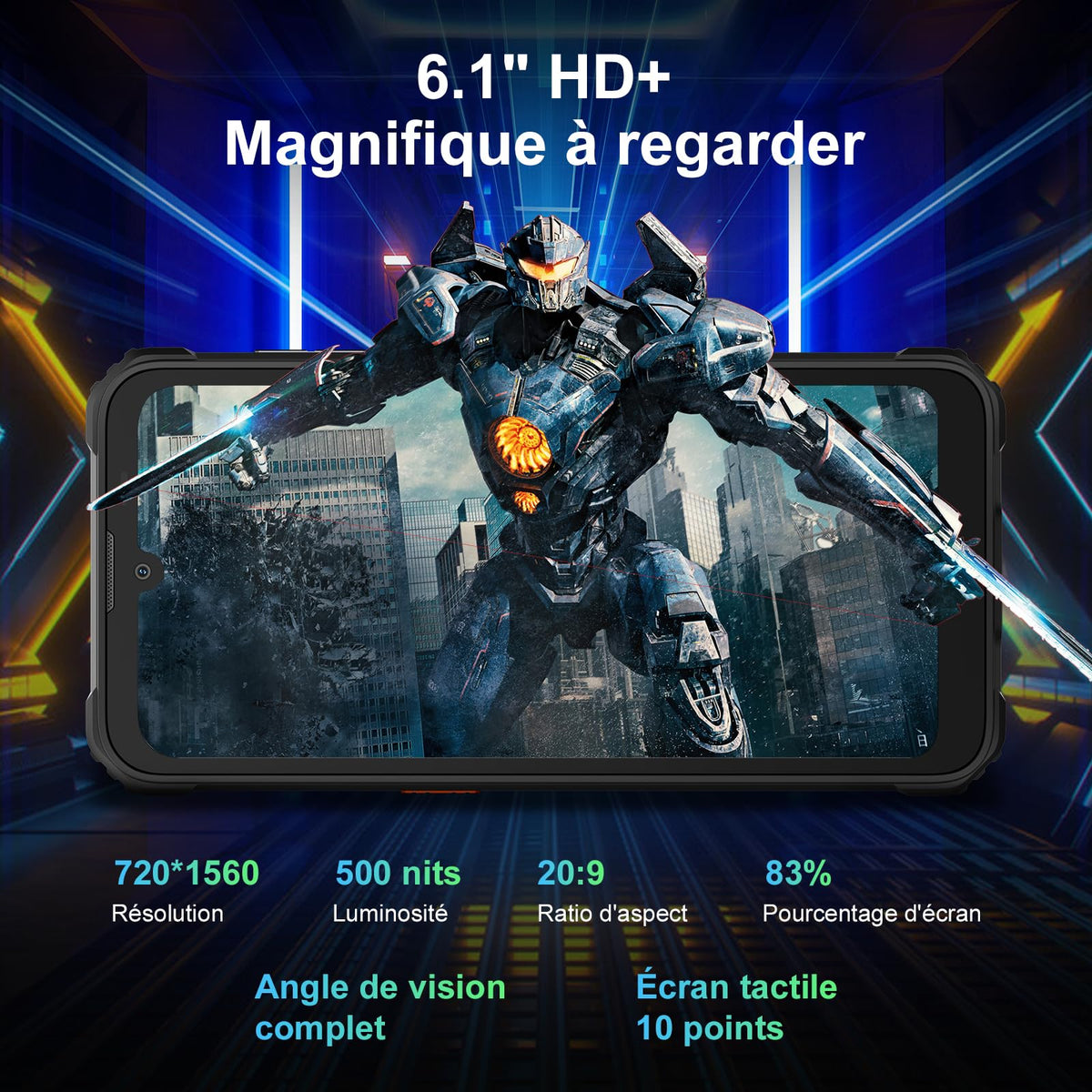 Blackview BV5300 Plus (Double Sim - Ecran de 6.1'' - 128 Go, 8 Go RAM) Orange