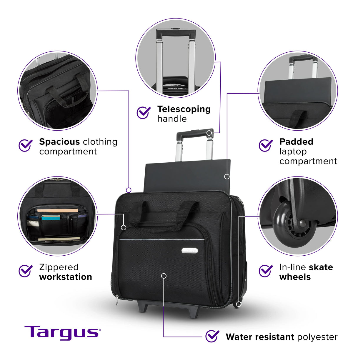 TARGUS Trolley pour Portable 15.4p Gamme Executive Nylon noir garantie . vie