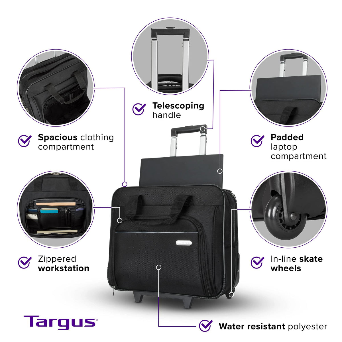 TARGUS Trolley pour Portable 15.4p Gamme Executive Nylon noir garantie . vie
