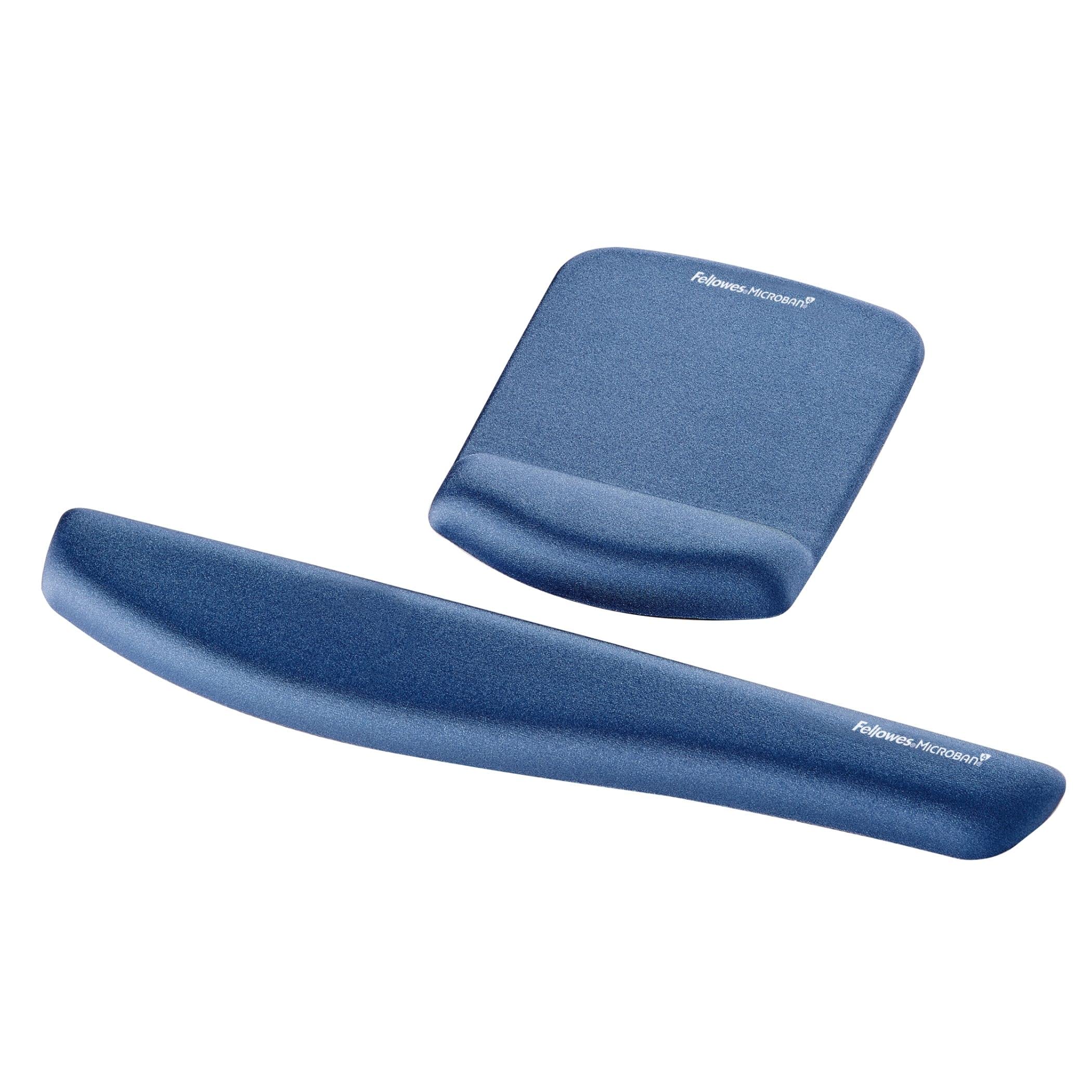 FELLOWES Tapis de souris - Repose poignet PlushTouch™ - Bleu - Antibactérien