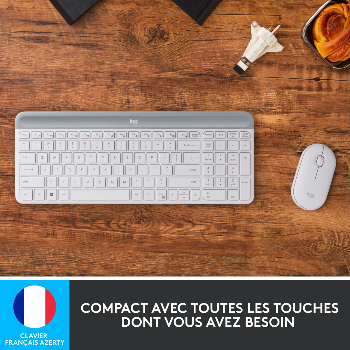 LOGITECH Slim Wireless Keyboard and Mouse Combo MK470 OFFWHITE (FR)