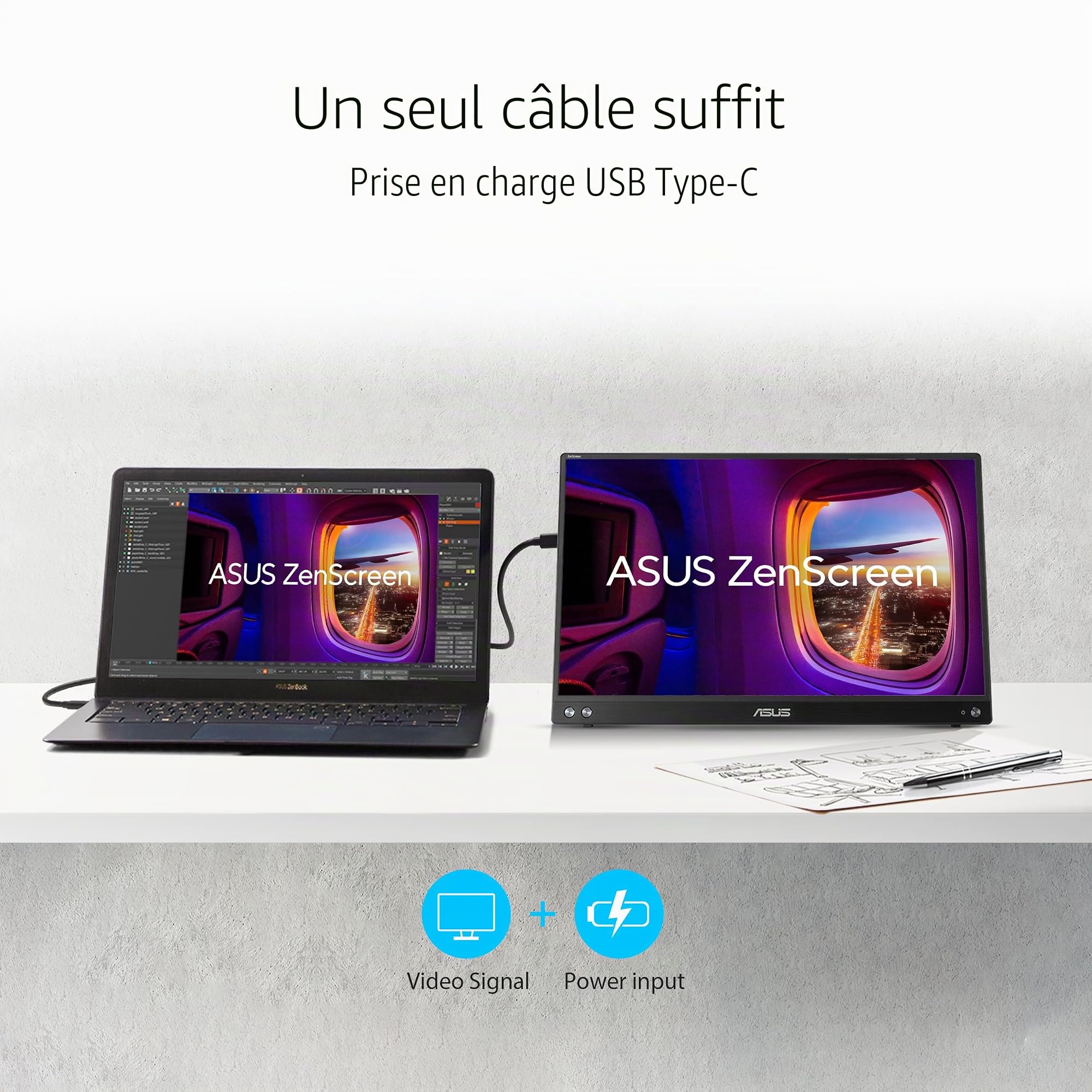 "ASUS MB16AHV écran plat de PC 39,6 cm (15.6"") 1920 x 1080 pixels Full HD LCD Noir"