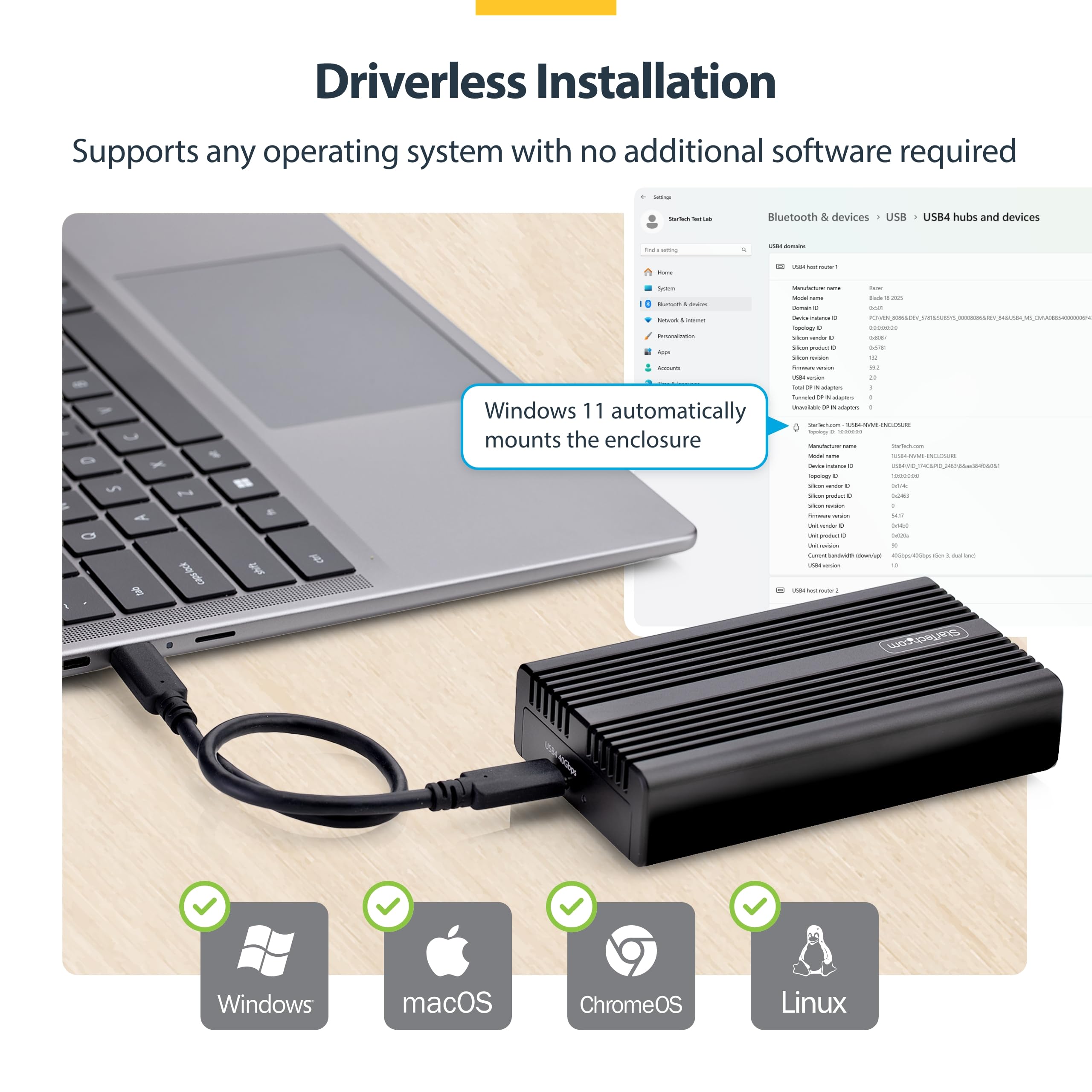 USB4 M.2 NVMe Enclosure SSD Enclosure