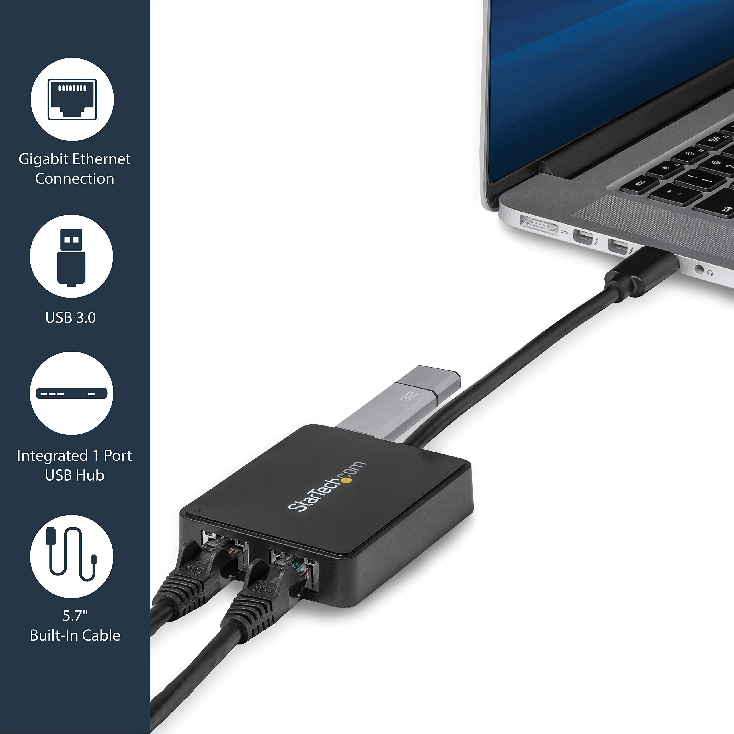 USB 3 Dual Port Gigabit Ethernet Adapter